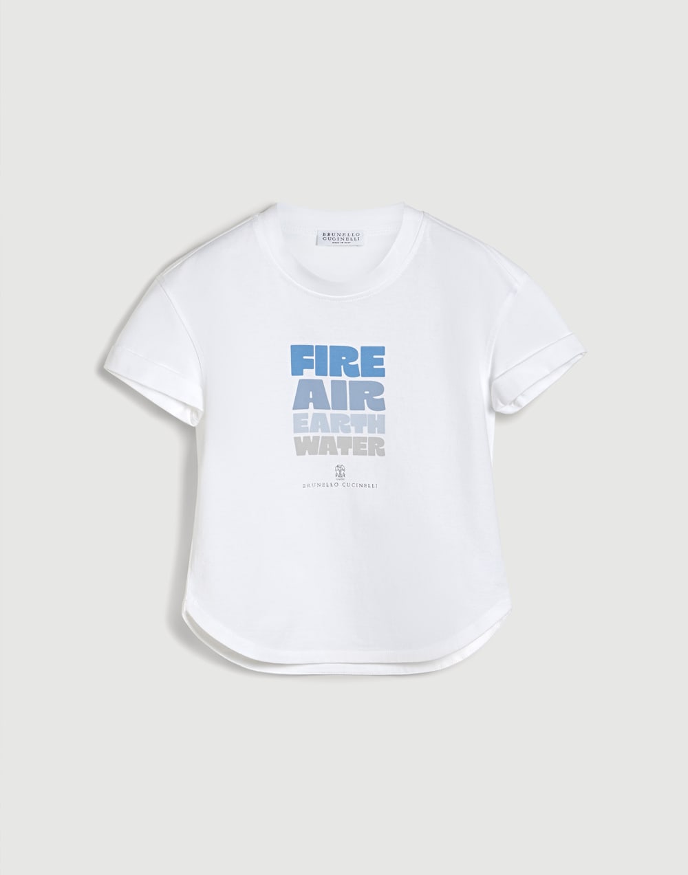 T-shirt en jersey de coton avec imprimé Blanc Fille - Brunello Cucinelli