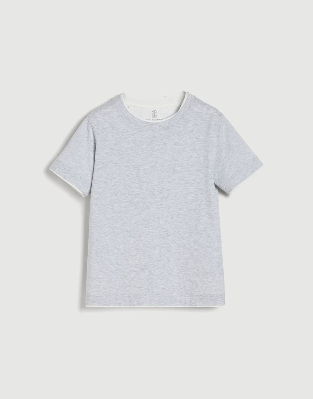 T-shirt with faux-layering Light Grey Boys - Brunello Cucinelli
