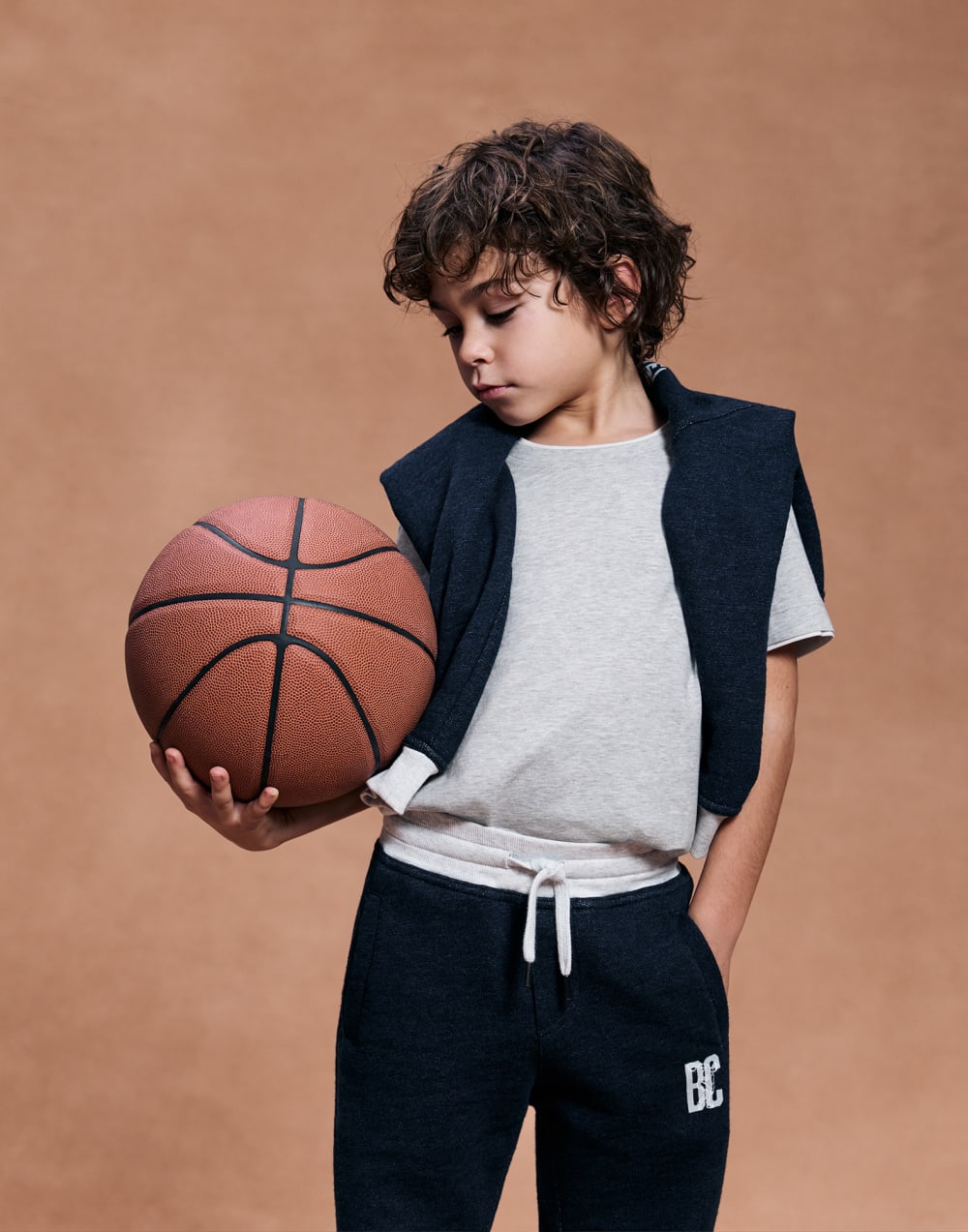 T-shirt with faux-layering Light Grey Boys - Brunello Cucinelli