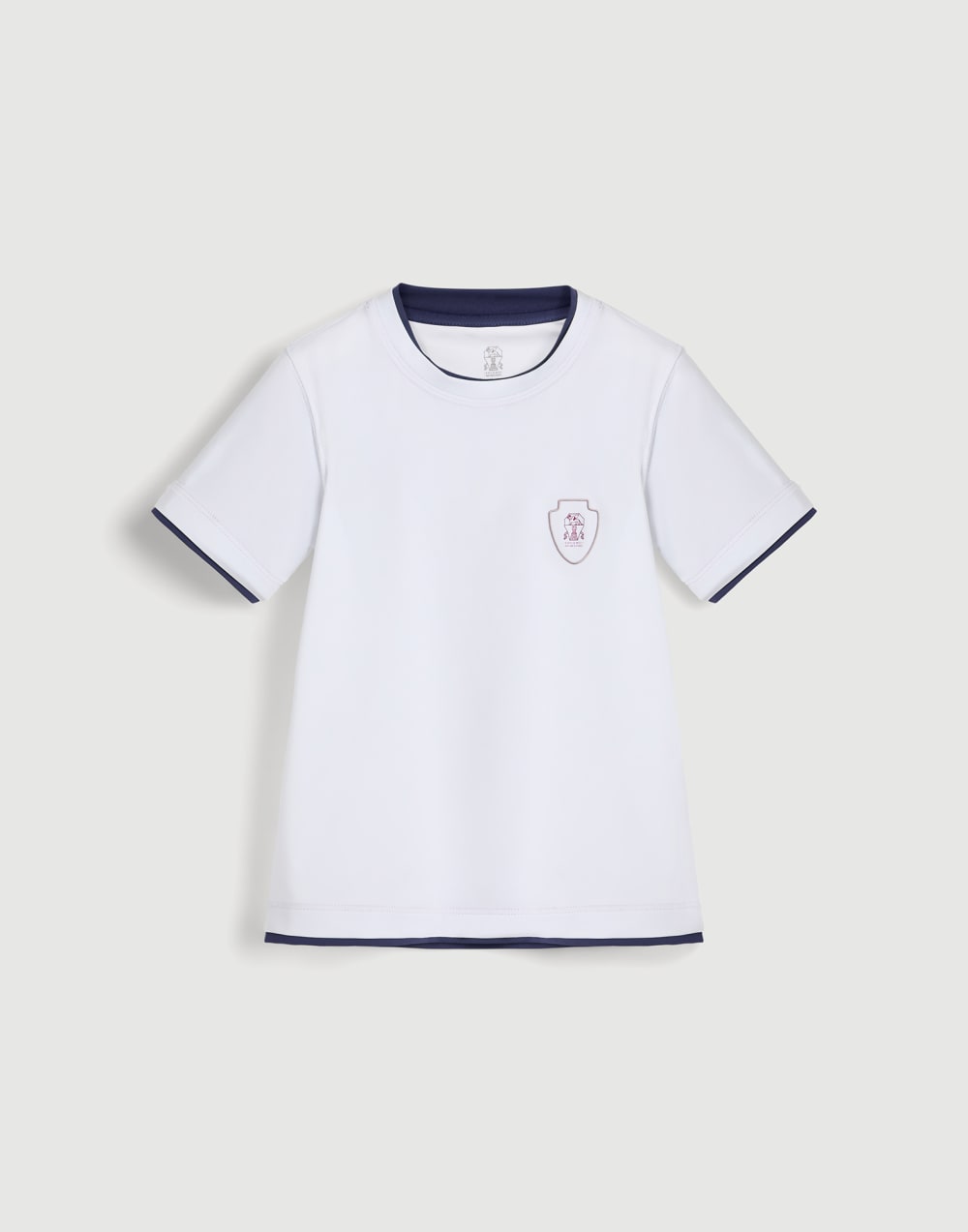 T-shirt with Faux Layering and logo White Boys - Brunello Cucinelli