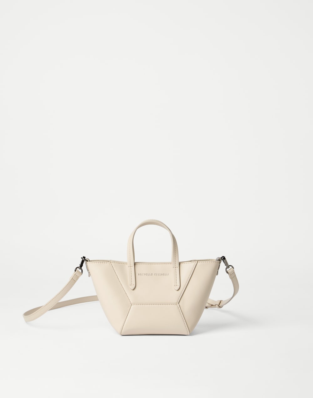 BC Duo mini bag in calfskin with monili Ivory Woman - Brunello Cucinelli