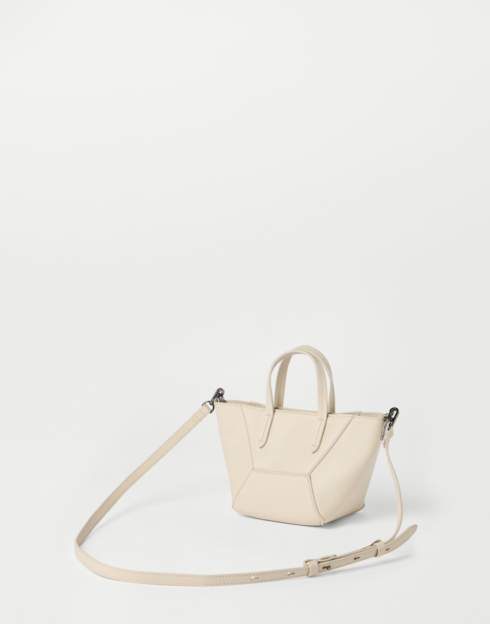 BC Duo mini bag in calfskin with monili Ivory Woman - Brunello Cucinelli