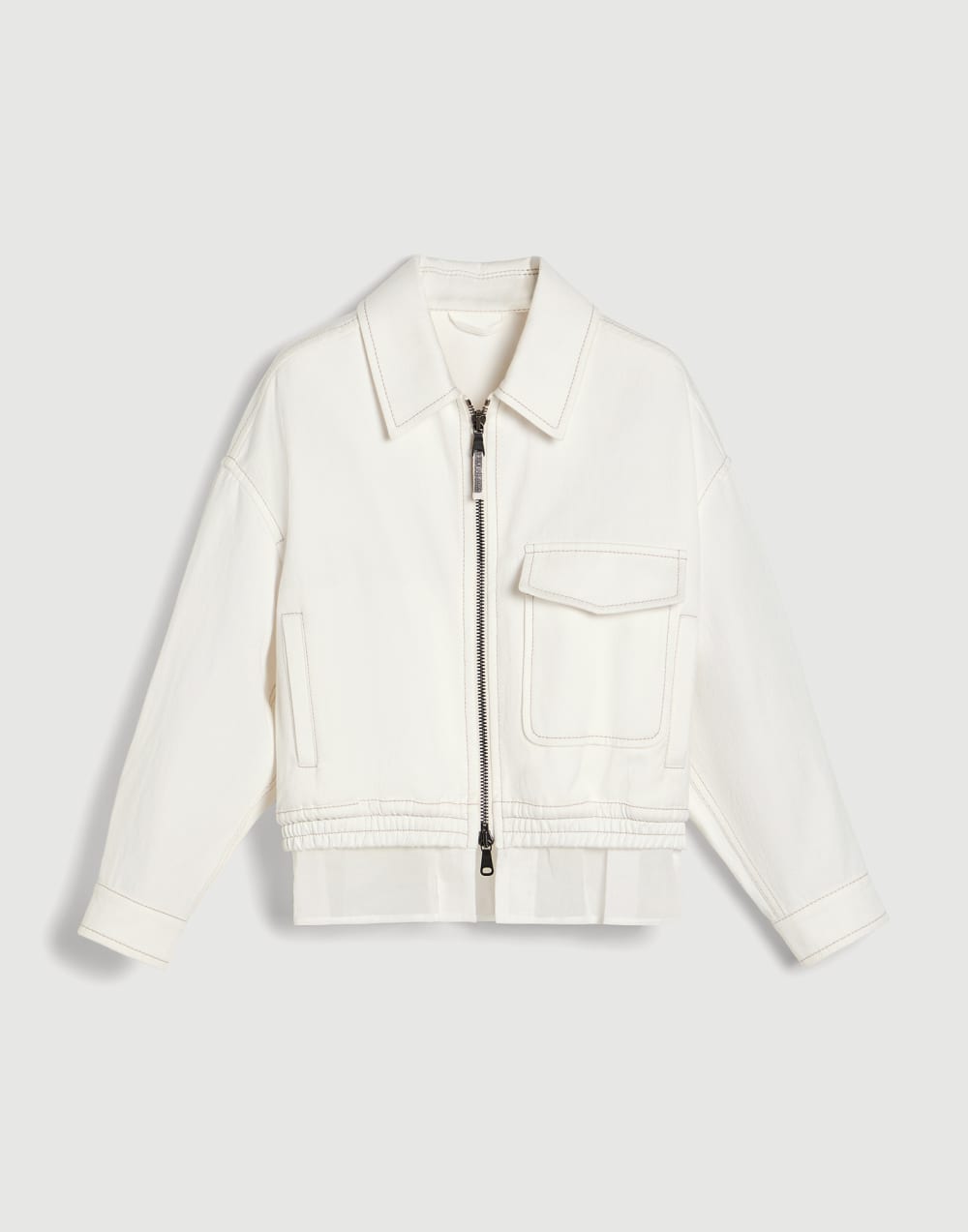 Jacket with Faux-Layering and monili White Girls - Brunello Cucinelli