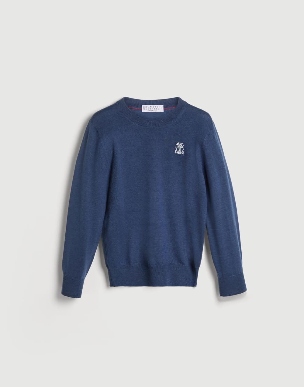 Lightweight sweater with embroidery Sky Blue Boys - Brunello Cucinelli