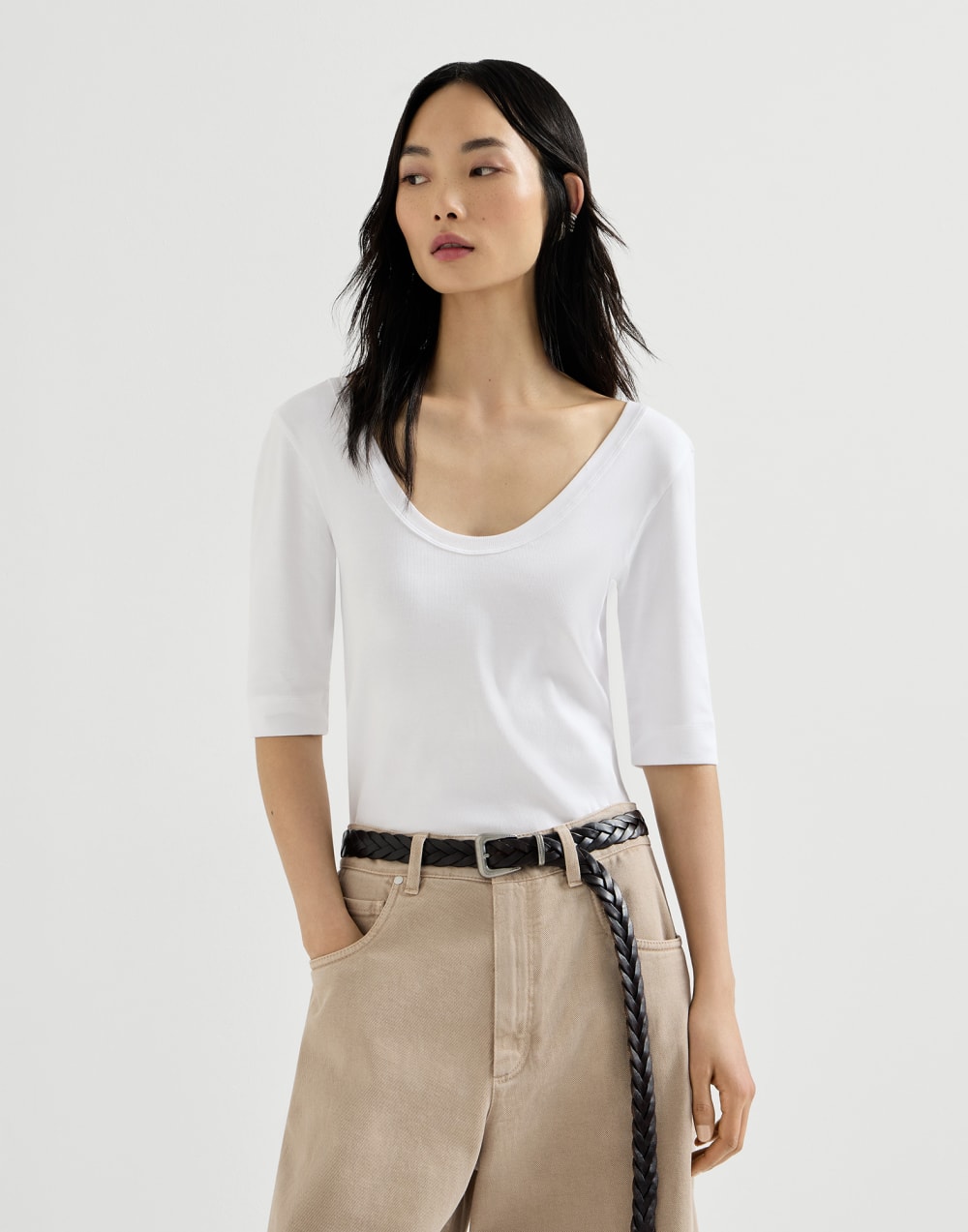 Camiseta con Monile Blanco Mujer - Brunello Cucinelli