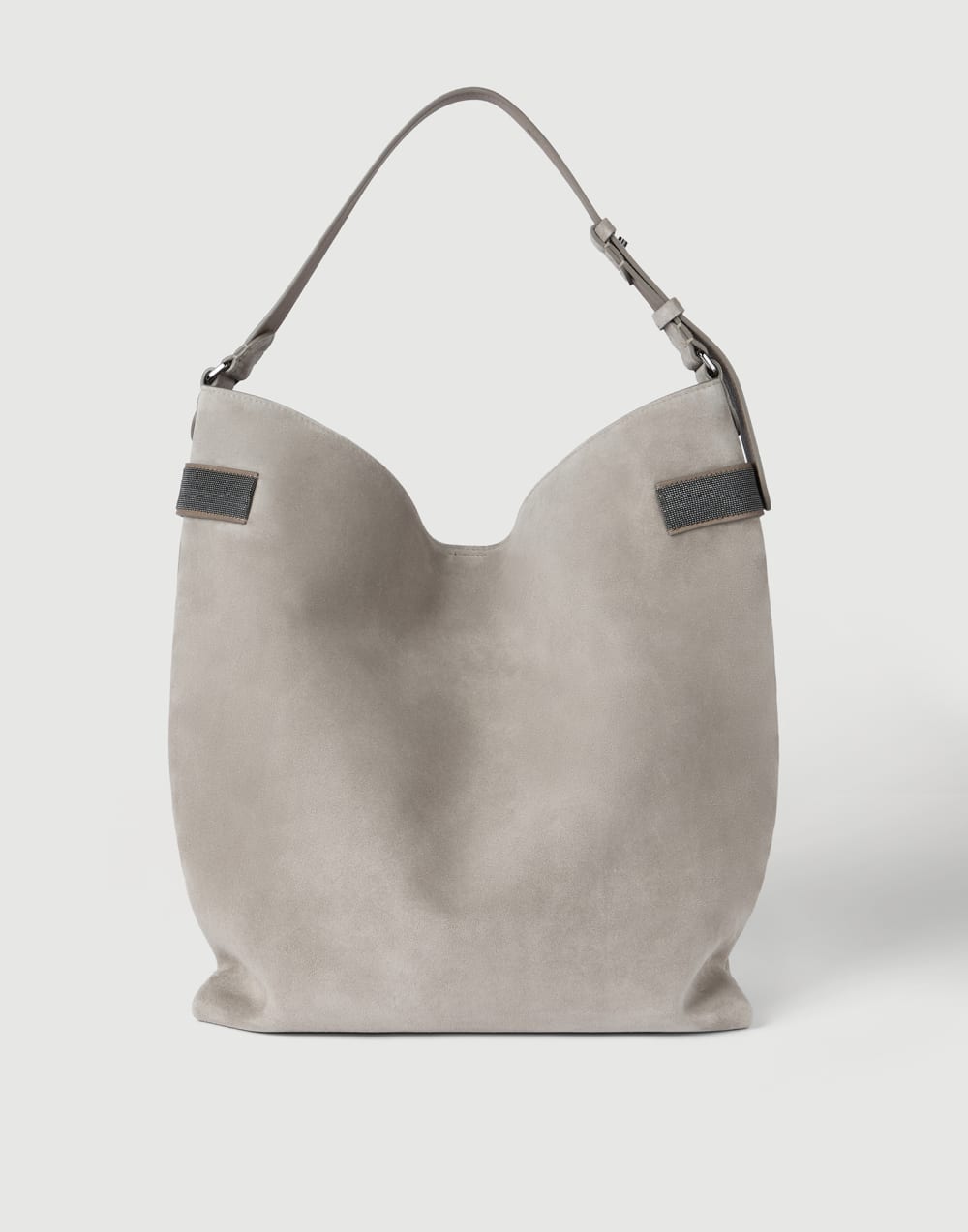 Suede Essence hobo bag Light Grey Woman - Brunello Cucinelli