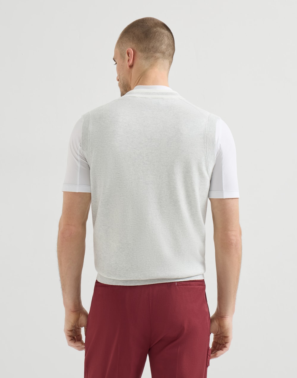 Cotton knit vest Fog Man - Brunello Cucinelli