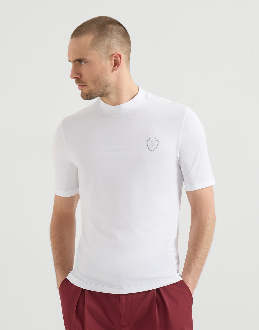 Piqué T-shirt with logo White Man - Brunello Cucinelli
