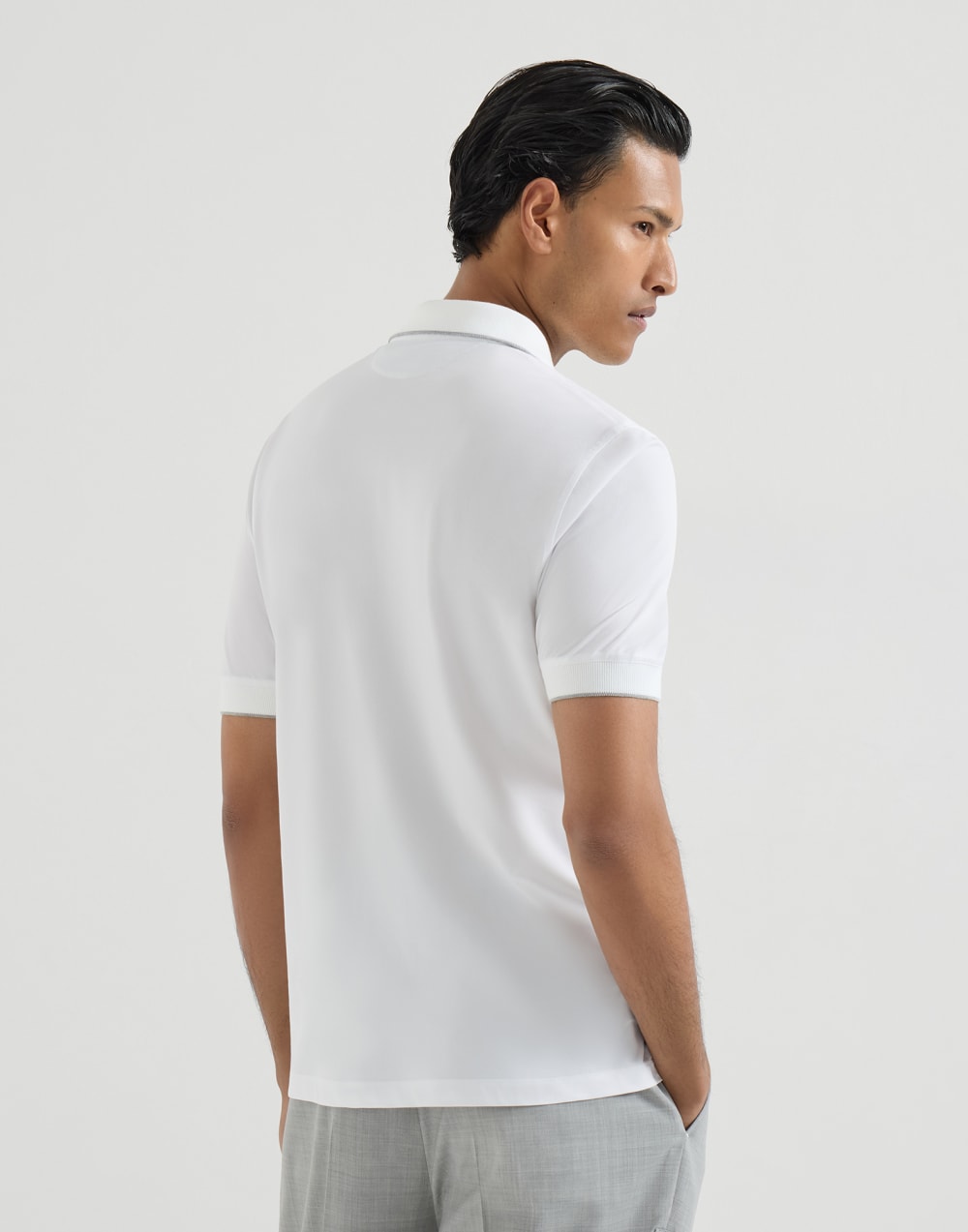 Piqué polo shirt White Man - Brunello Cucinelli
