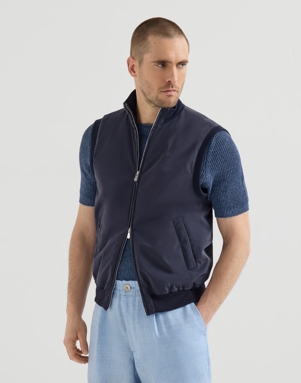 サーモア®フィリング ベスト ブルー メンズ - Brunello Cucinelli