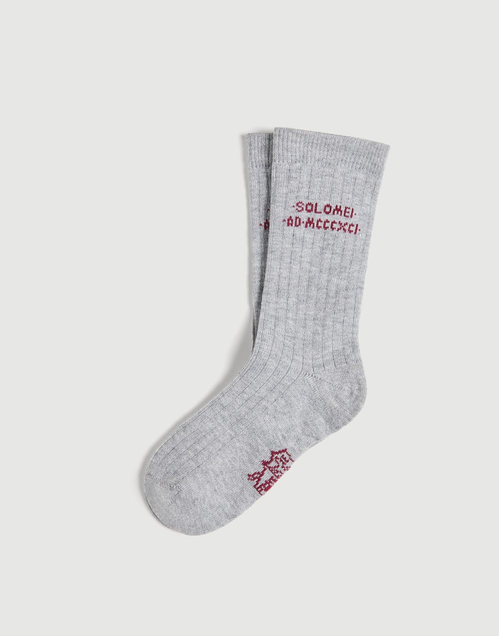 Cotton knit socks with intarsia Grey Boys - Brunello Cucinelli