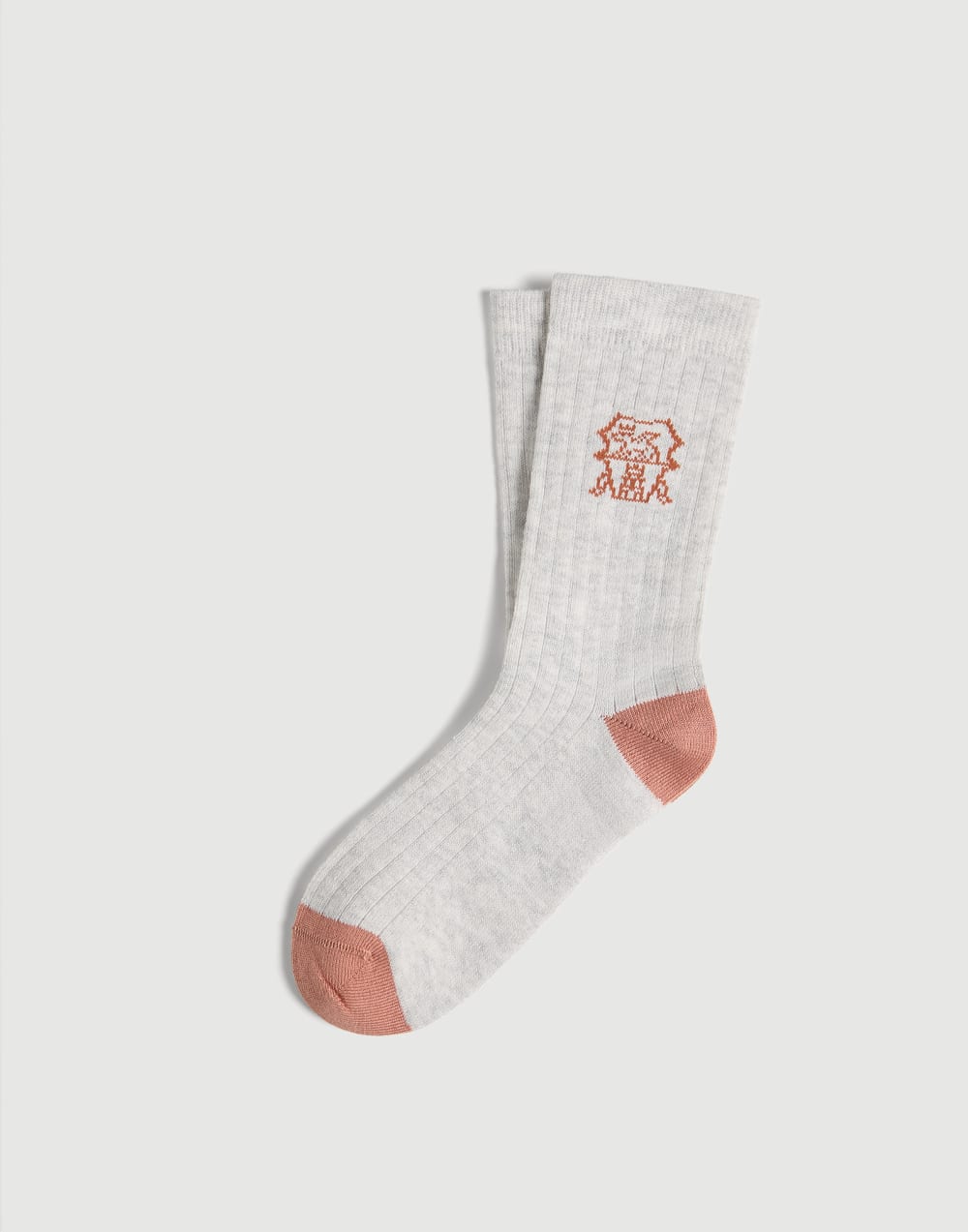 Chaussettes en maille côtelée avec incrustation Abricot Garçon - Brunello Cucinelli