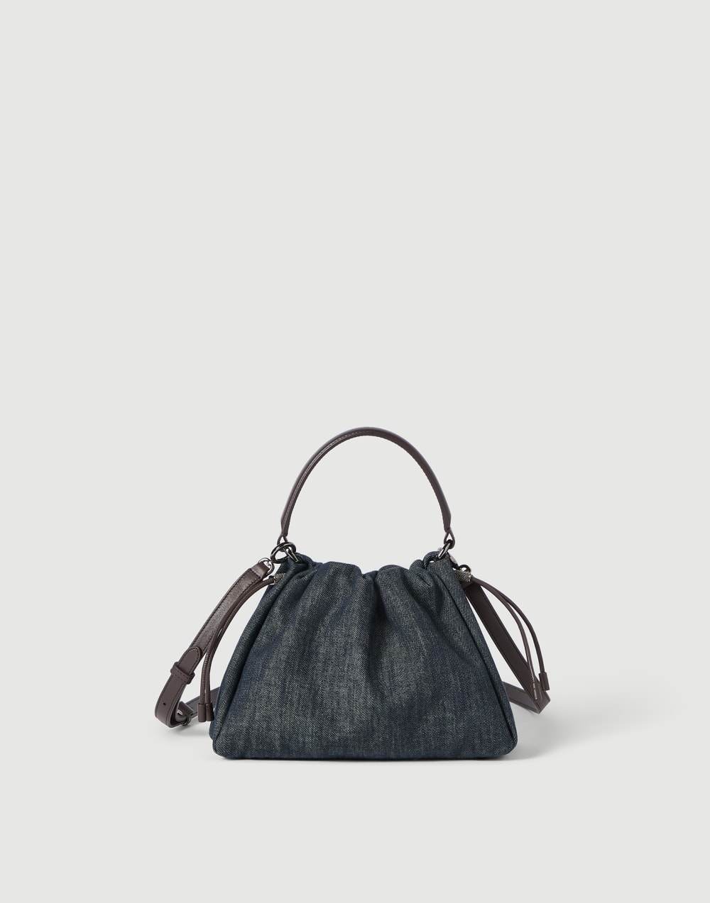 Twill Mellow small bucket bag Blue Woman - Brunello Cucinelli