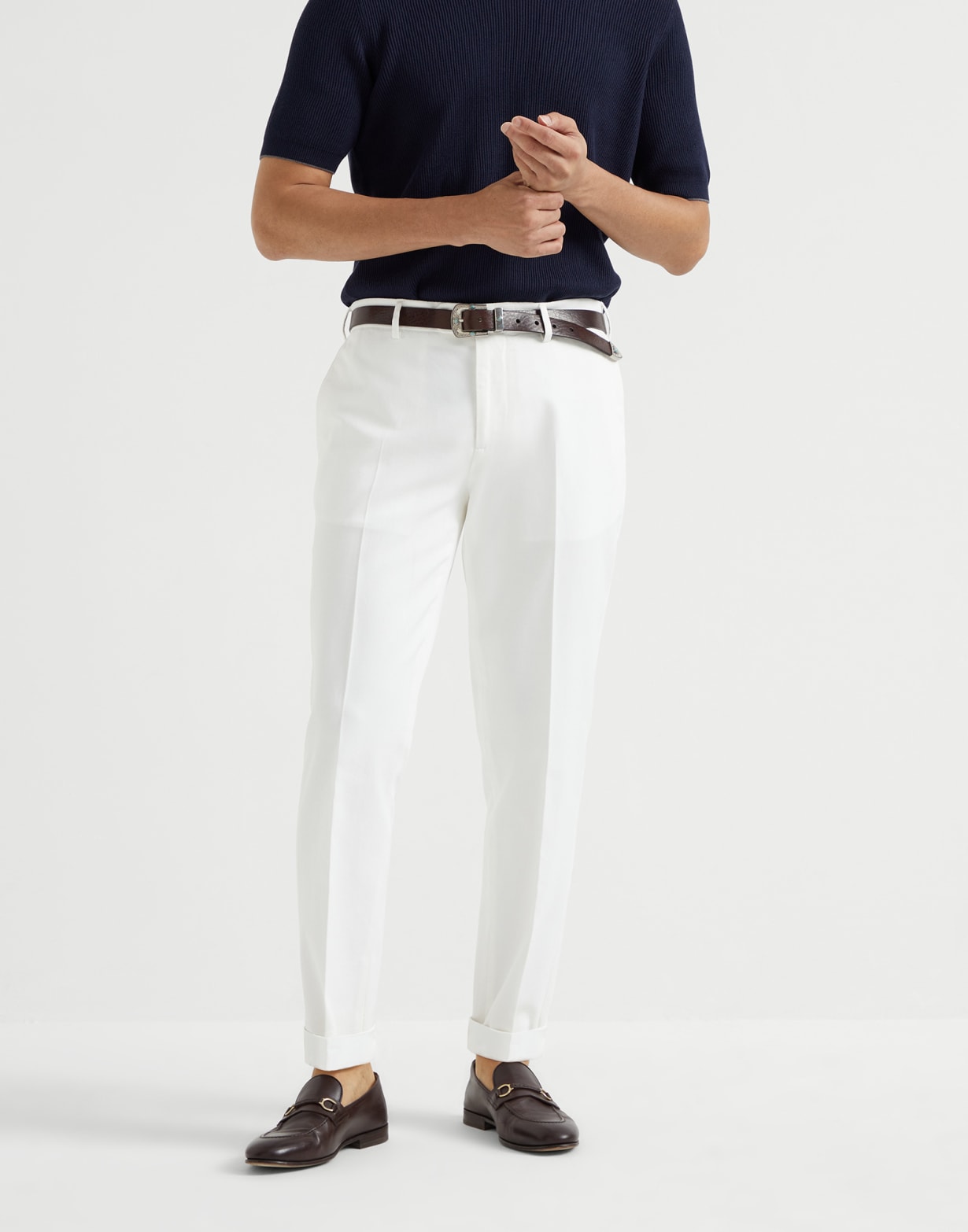 Hose aus stückgefärbtem Gabardine Weiß Herren - Brunello Cucinelli