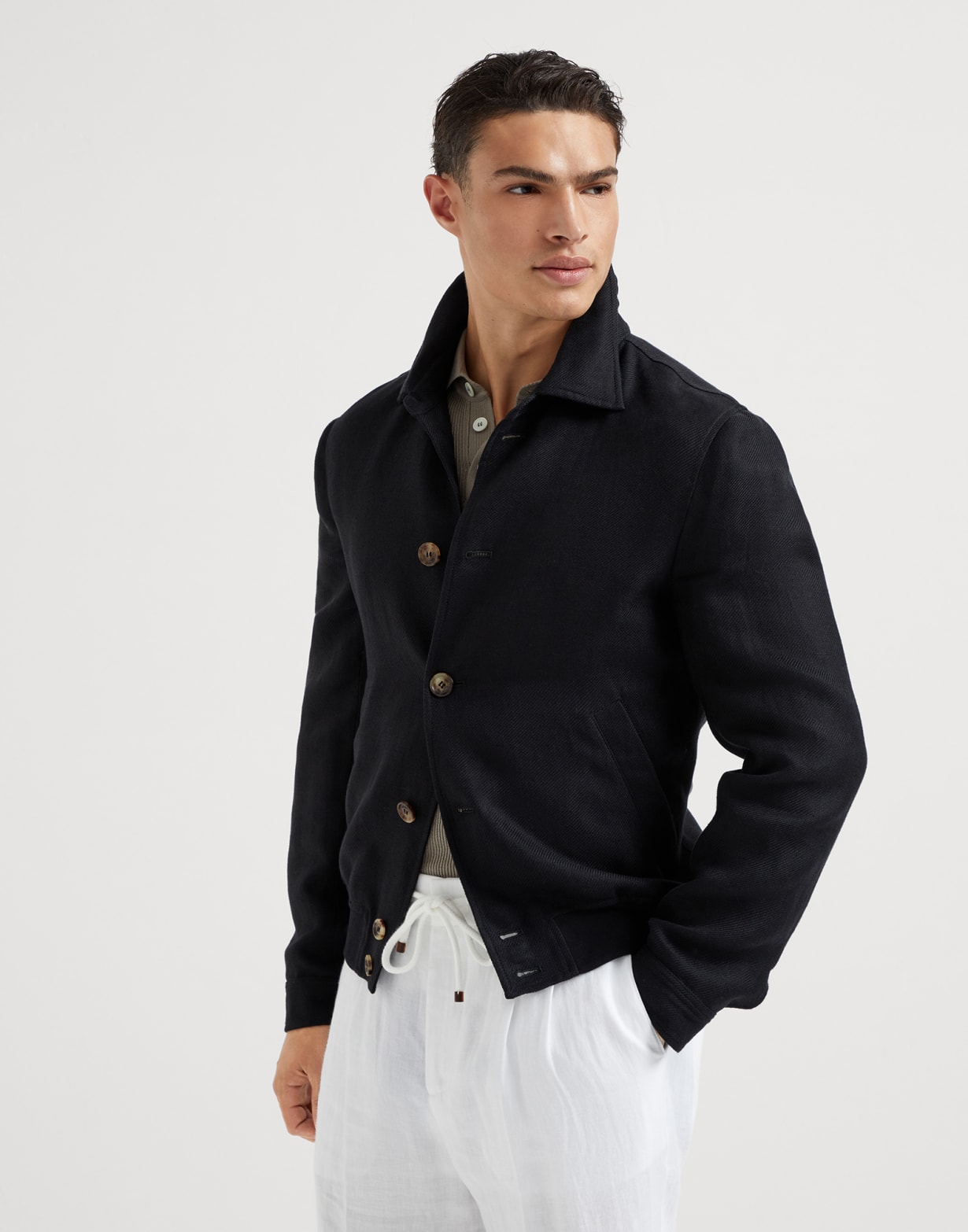 Diagonal twill jacket Black Man - Brunello Cucinelli