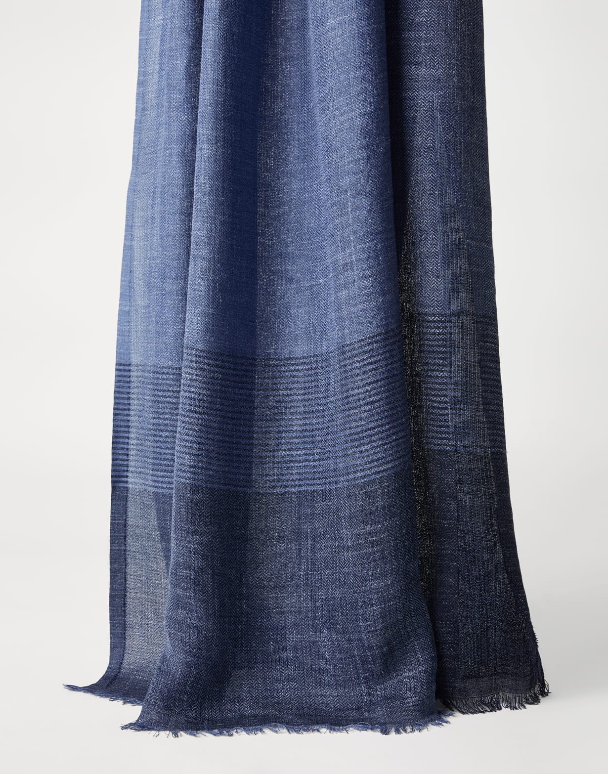 Linen and silk scarf Denim Man - Brunello Cucinelli