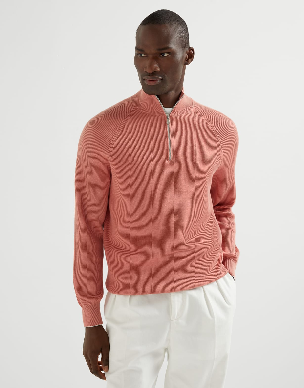 Cotton sweater Pink Grapefruit Man - Brunello Cucinelli