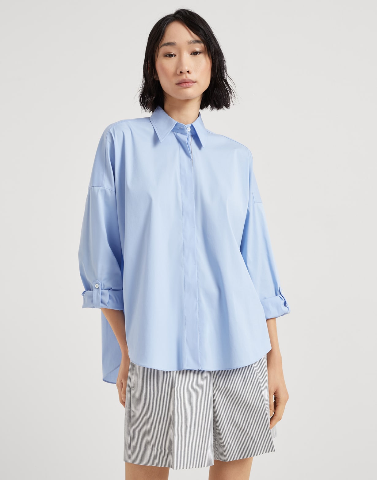 府绸面料衬衫 天蓝色 女款 - Brunello Cucinelli