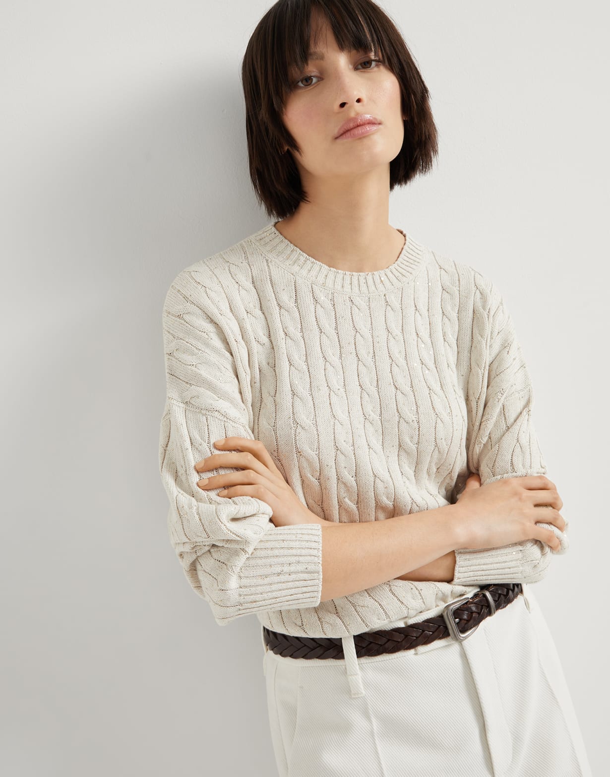 Dazzling T-shirt Oat Woman - Brunello Cucinelli