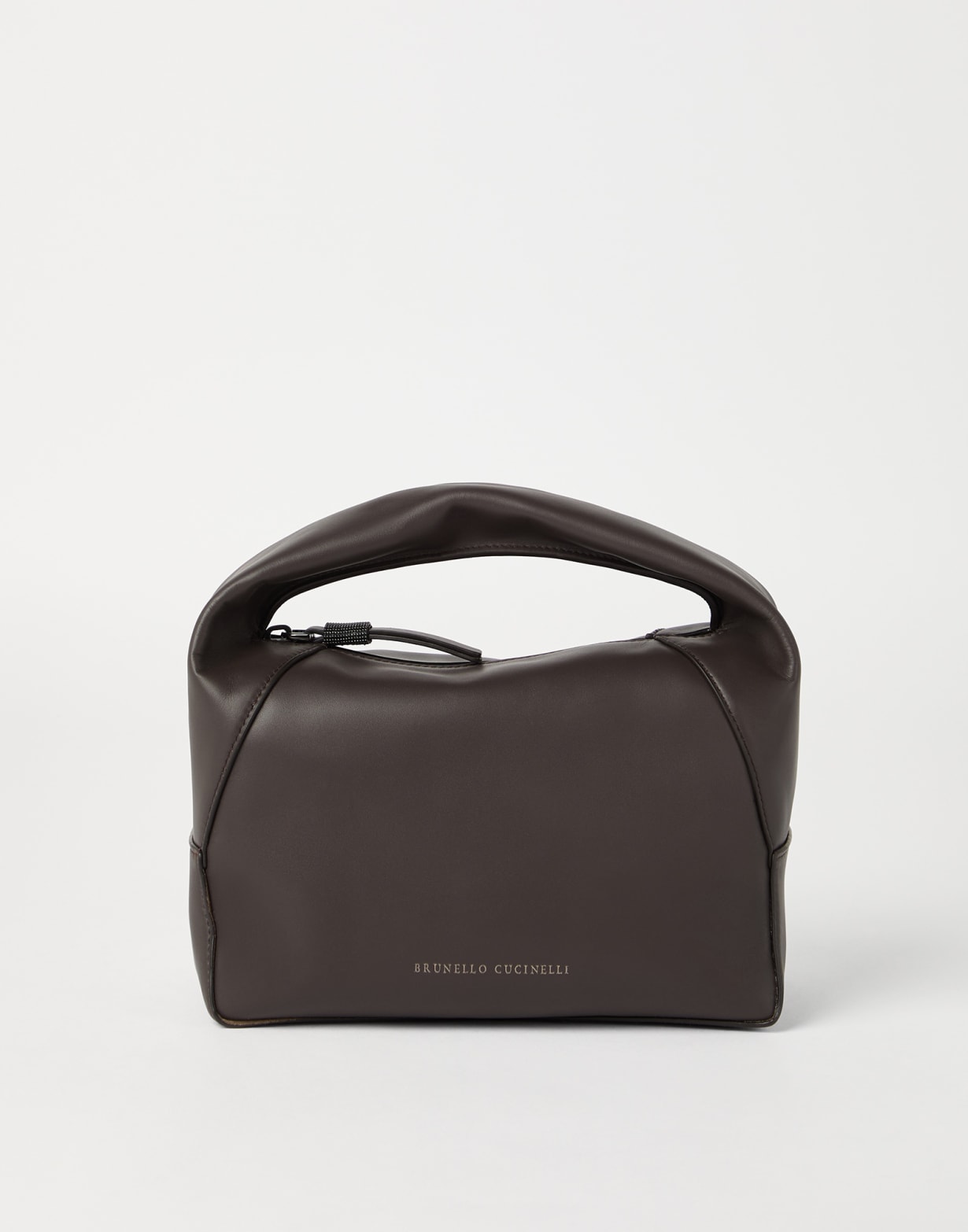 Calfskin small BC Duo Hobo bag Pine Cone Brown Woman - Brunello Cucinelli