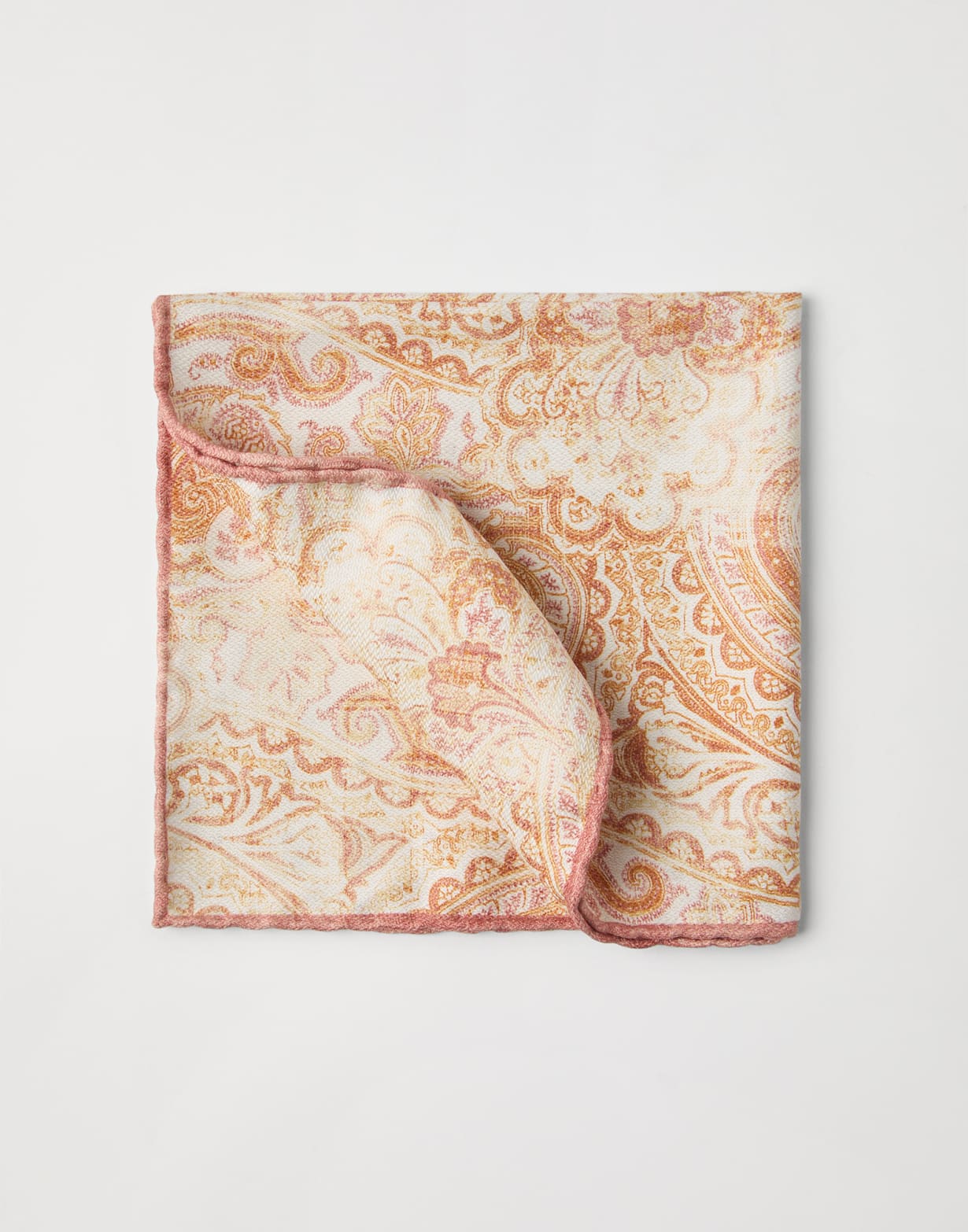 Double face silk pocket square Butter Man - Brunello Cucinelli