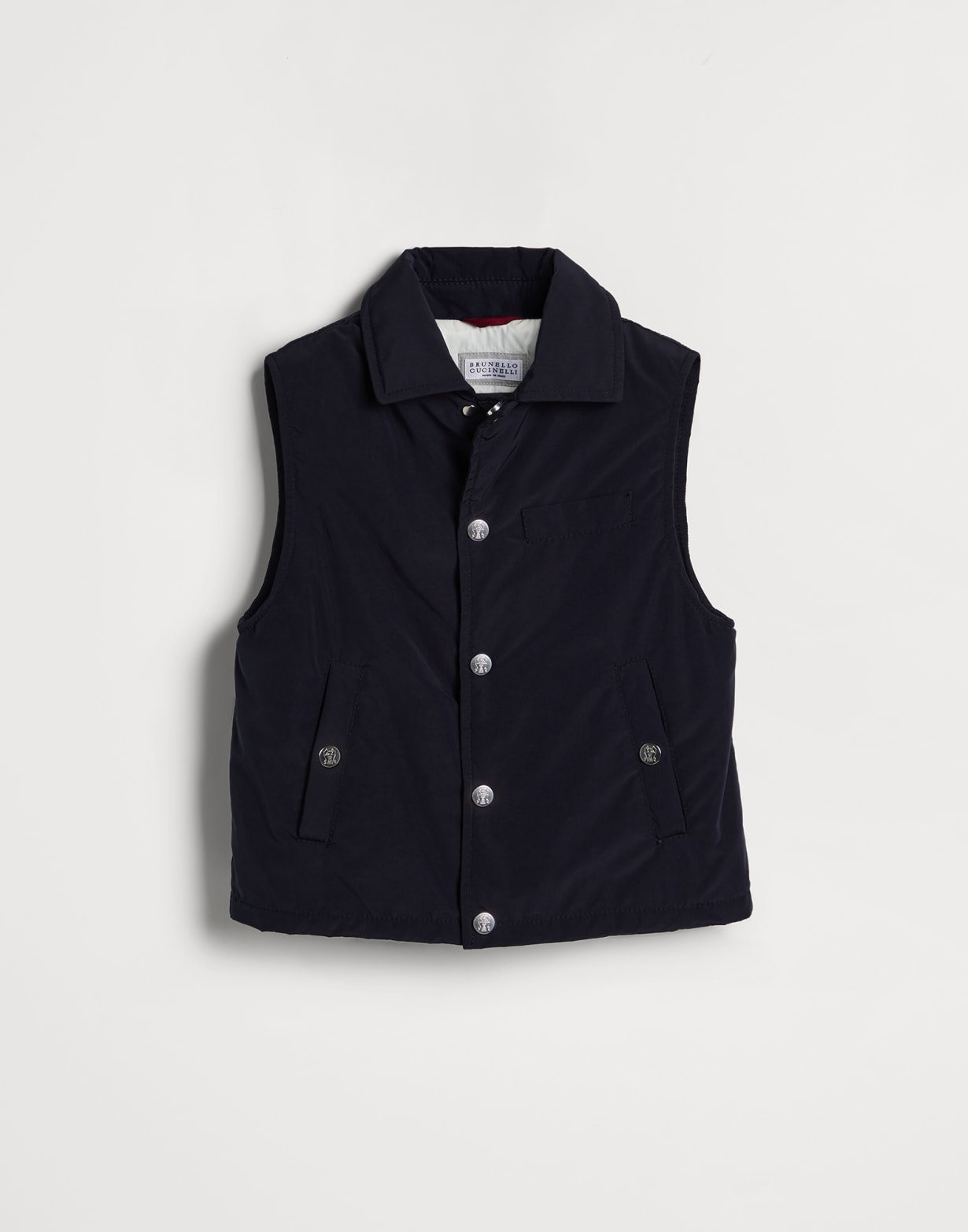 Padded vest with Surf graphic Navy Blue Boys - Brunello Cucinelli