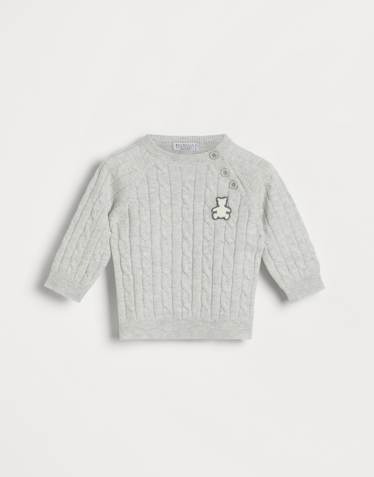 Bernie Baby cable knit sweater Fog Baby - Brunello Cucinelli