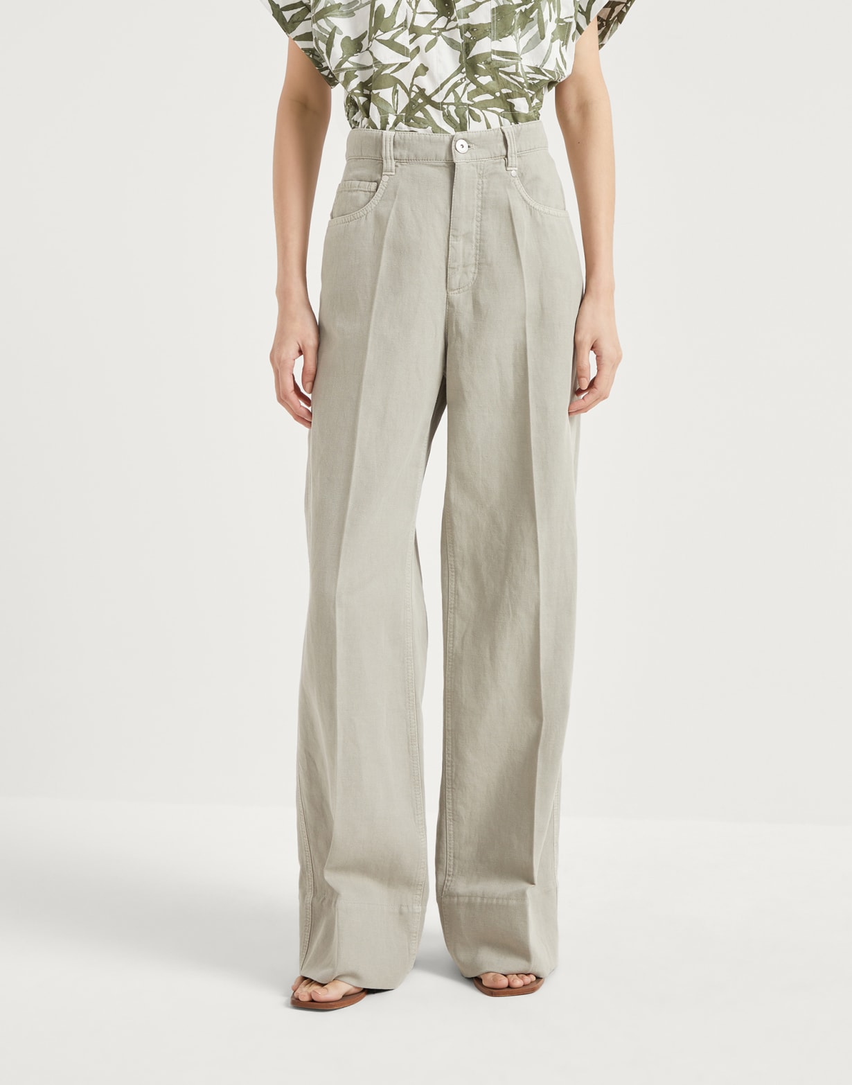 Pantalon ample Vert Kaki Femme - Brunello Cucinelli