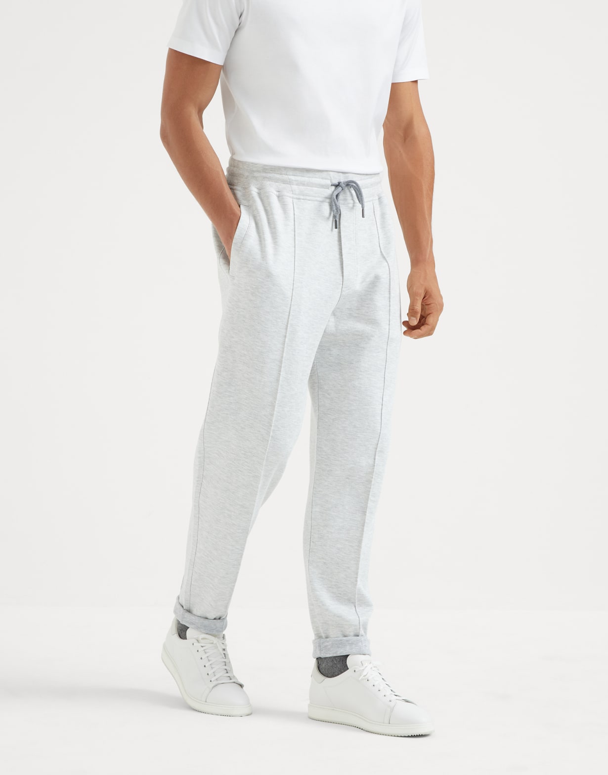 Trousers with crête Pearl Grey Man - Brunello Cucinelli