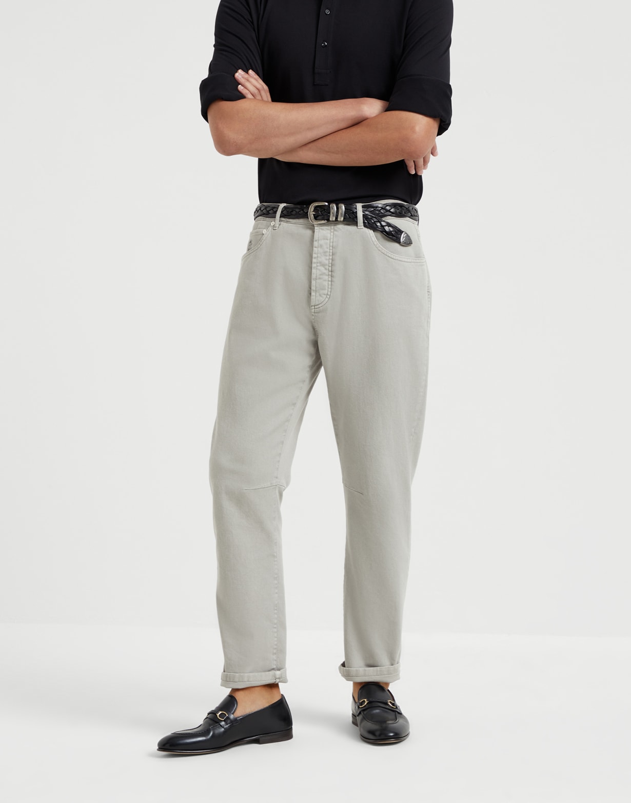 Dyed denim trousers Khaki Man - Brunello Cucinelli