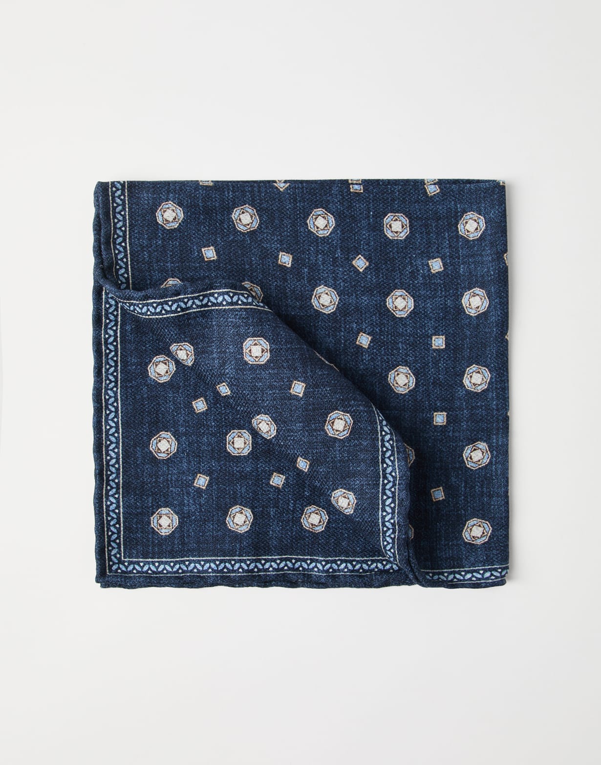 Double-face pocket square Azure Man - Brunello Cucinelli
