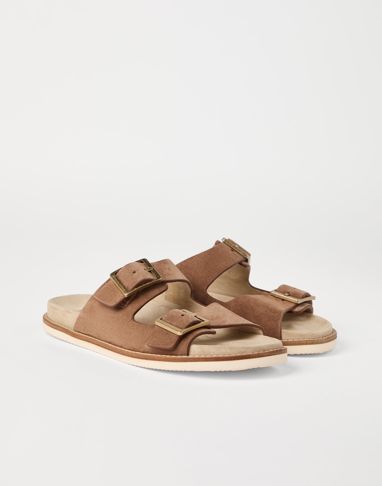 Suede urban slides Hazelnut Man - Brunello Cucinelli