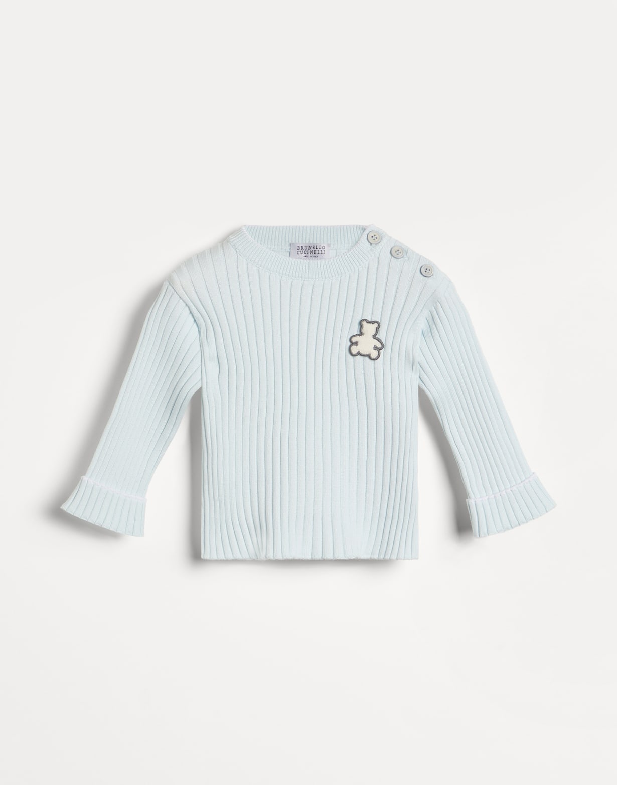 Cotton Bernie Baby sweater Sky Blue Baby - Brunello Cucinelli