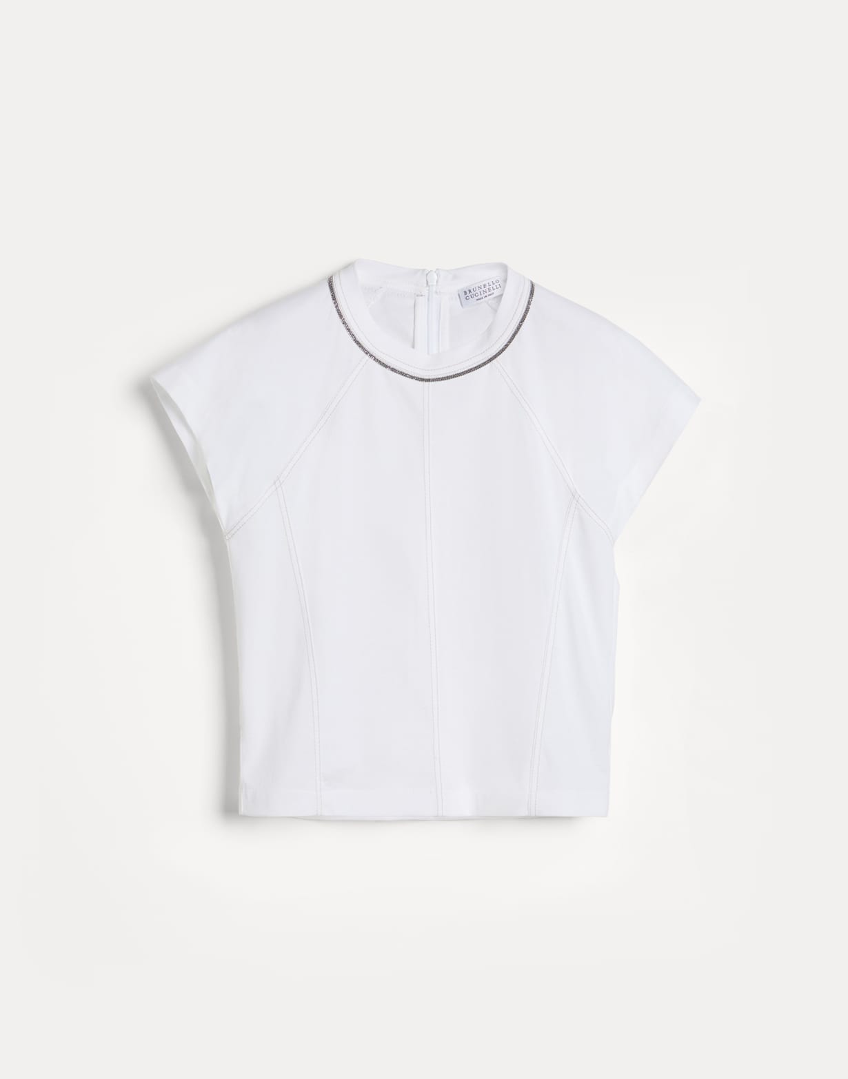 装饰镶珠的T恤衫 白色 女童 - Brunello Cucinelli