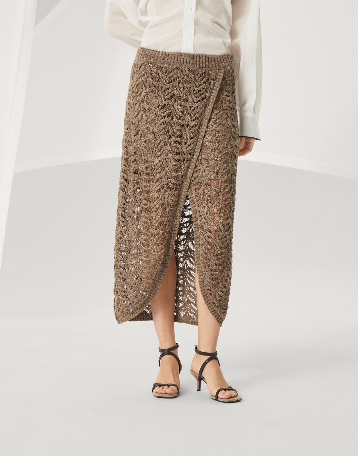 Foliage Lace skirt Light Brown Woman - Brunello Cucinelli