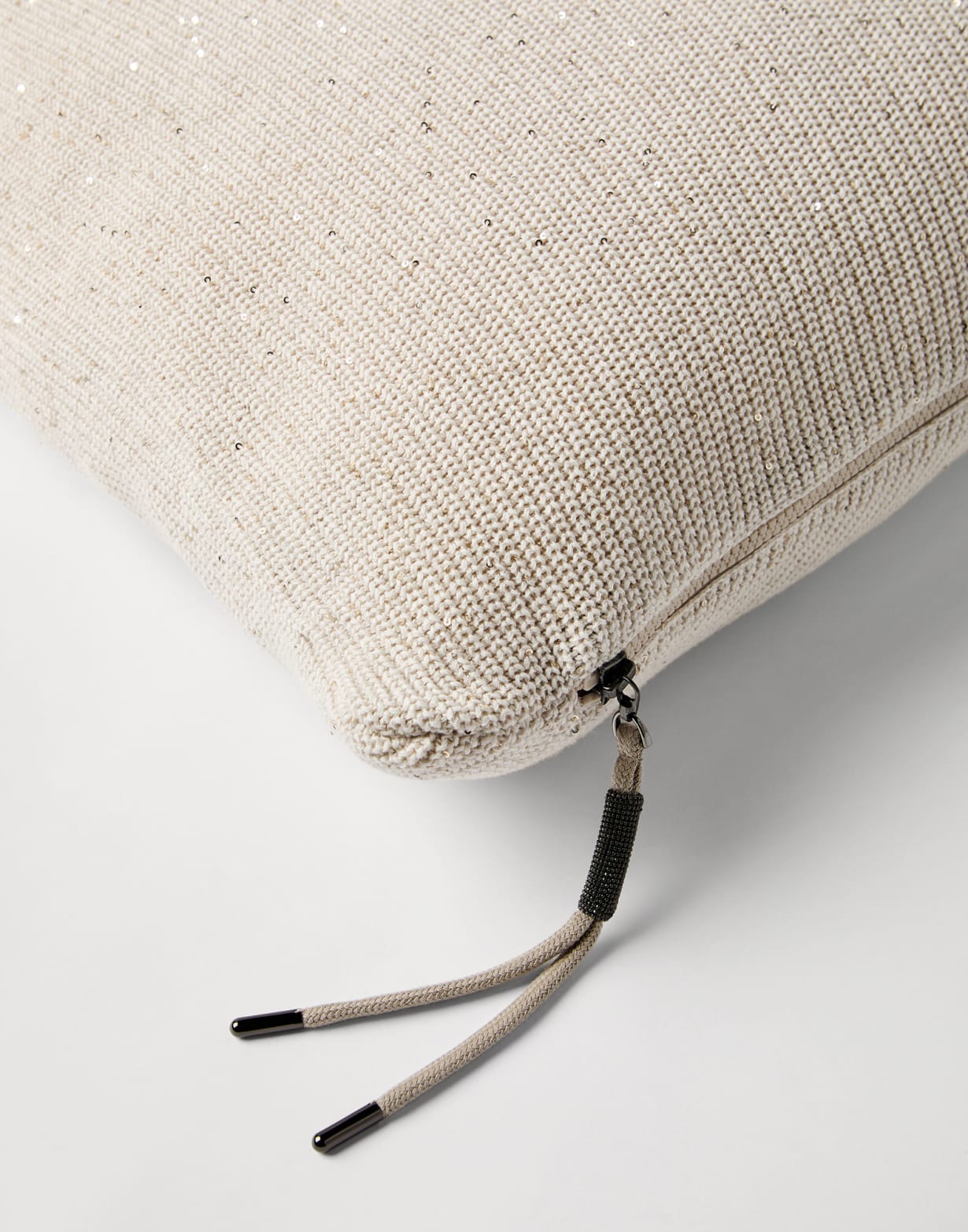 Cotton knit cushion Oat Lifestyle - Brunello Cucinelli