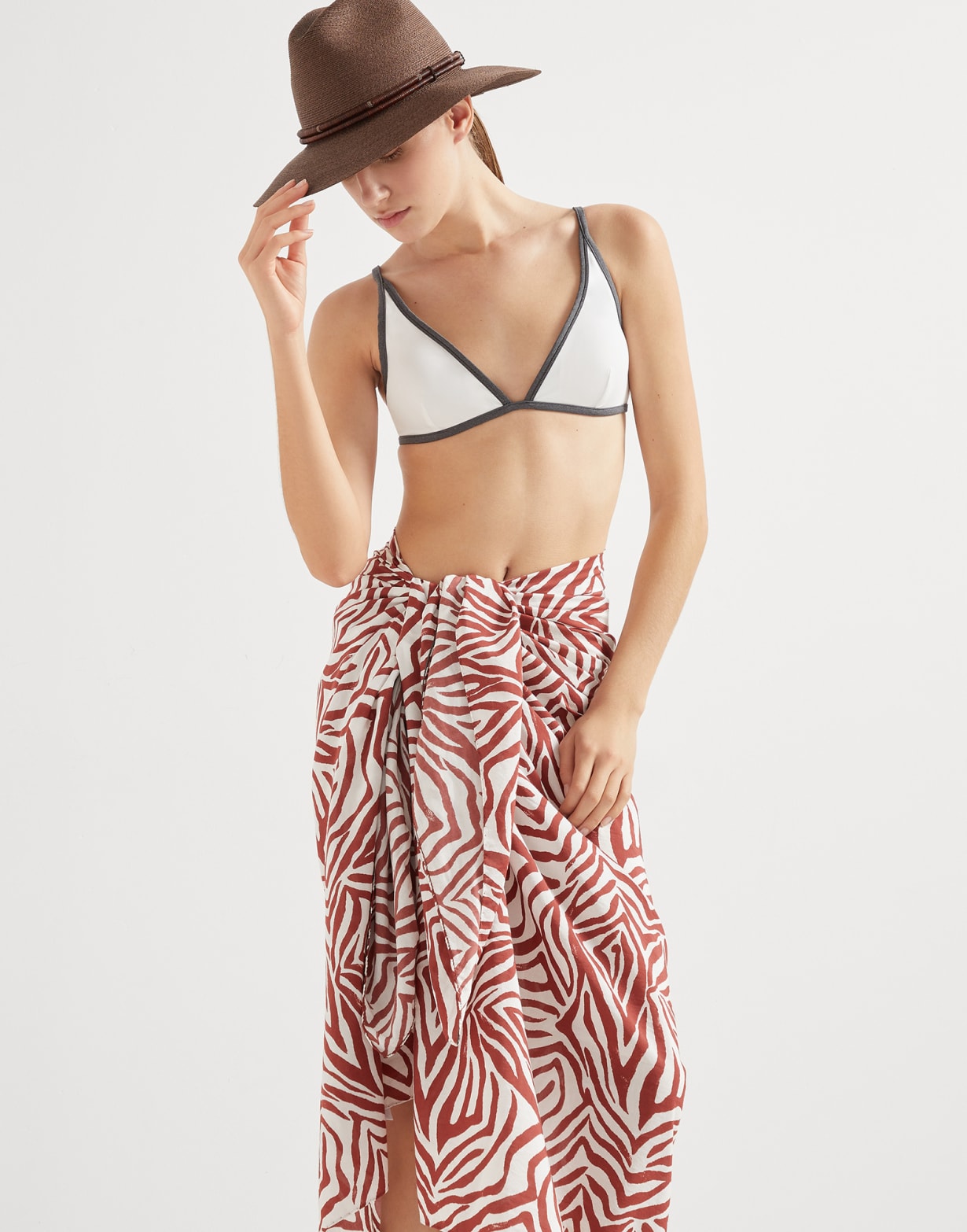 Ethnic Print pareo Red Woman - Brunello Cucinelli