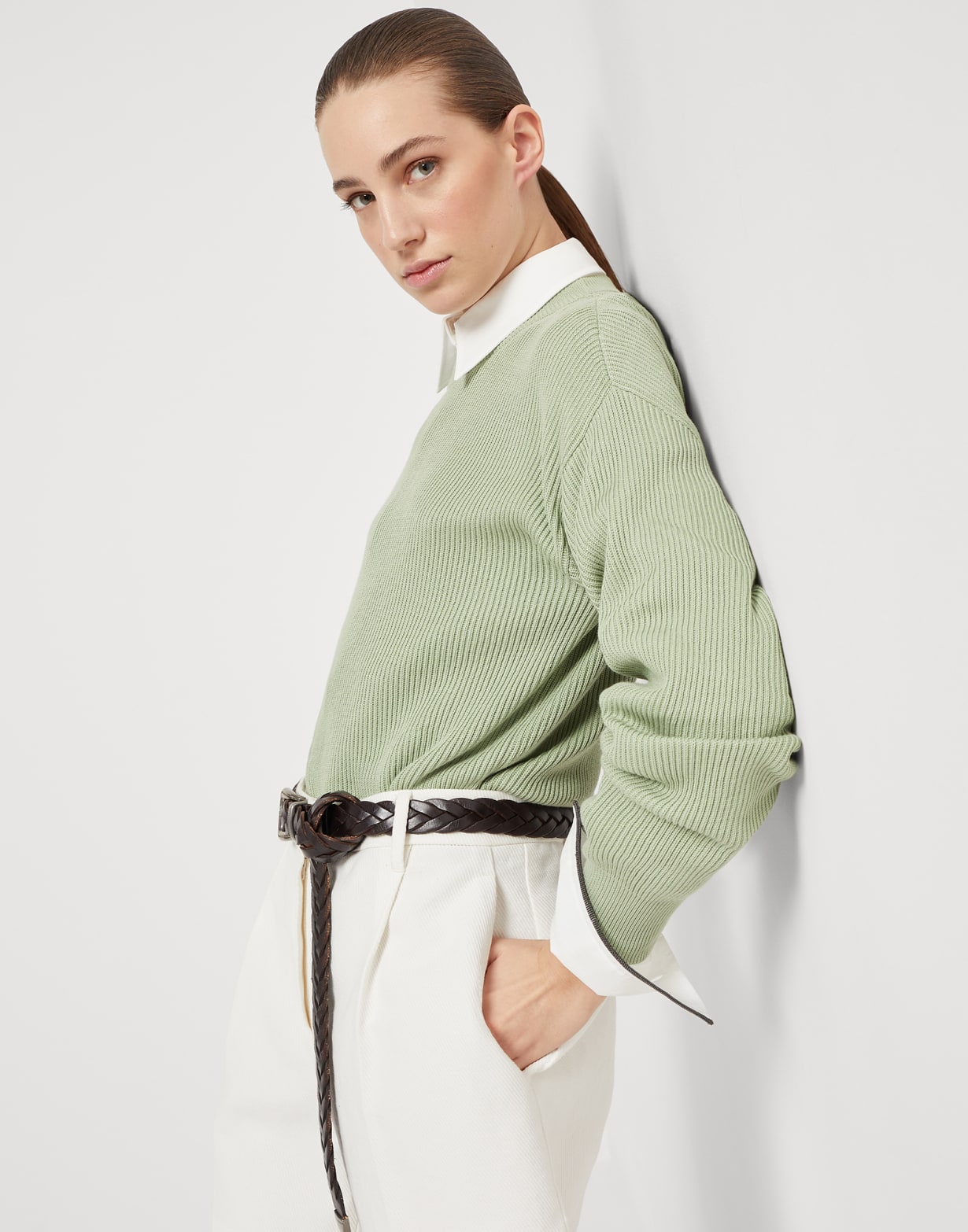 Cotton sweater Mint Green Woman - Brunello Cucinelli