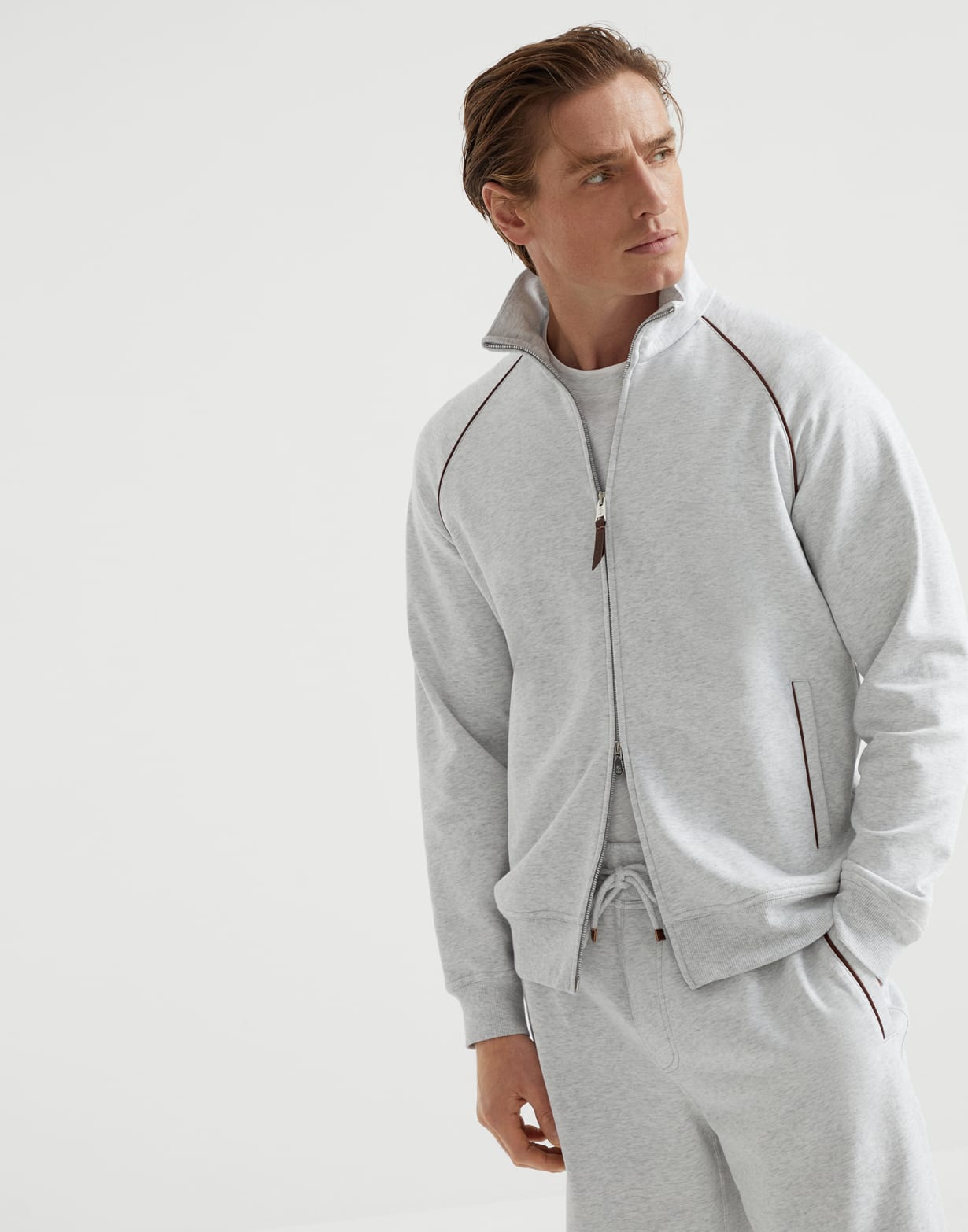 Sweatjacke mit hohem Kragen Perle Herren - Brunello Cucinelli