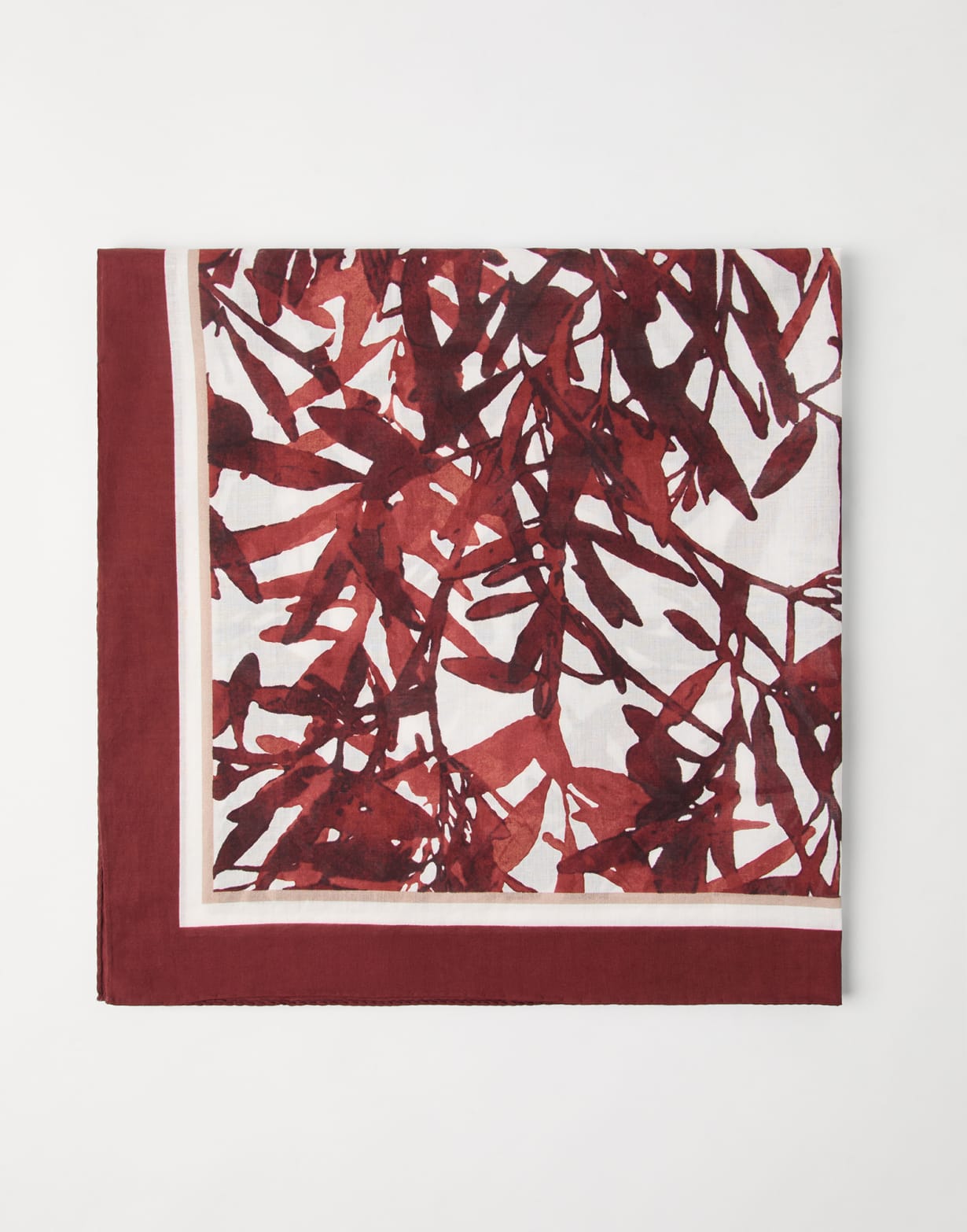 Herbarium Print foulard Red Woman - Brunello Cucinelli