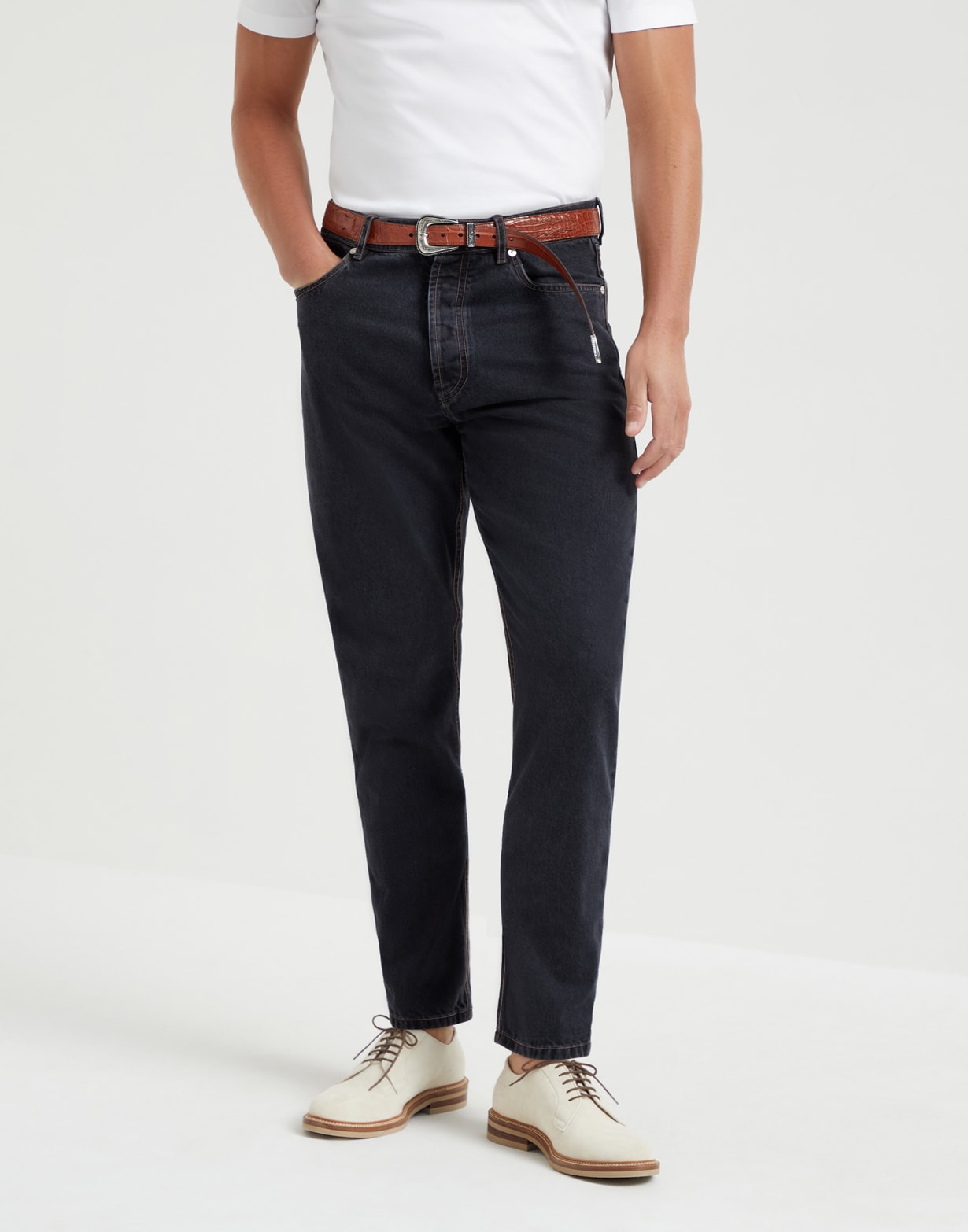 Greyscale denim trousers Dark Grey Man - Brunello Cucinelli