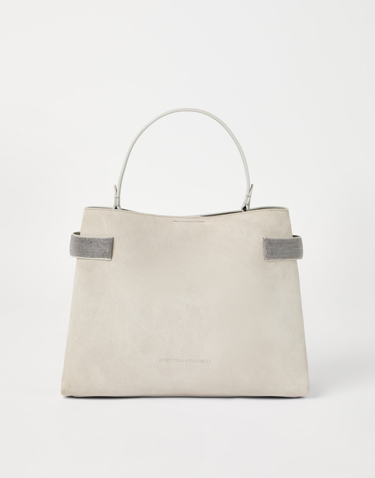Essence 绒面革手挽包 浅灰 女款 - Brunello Cucinelli
