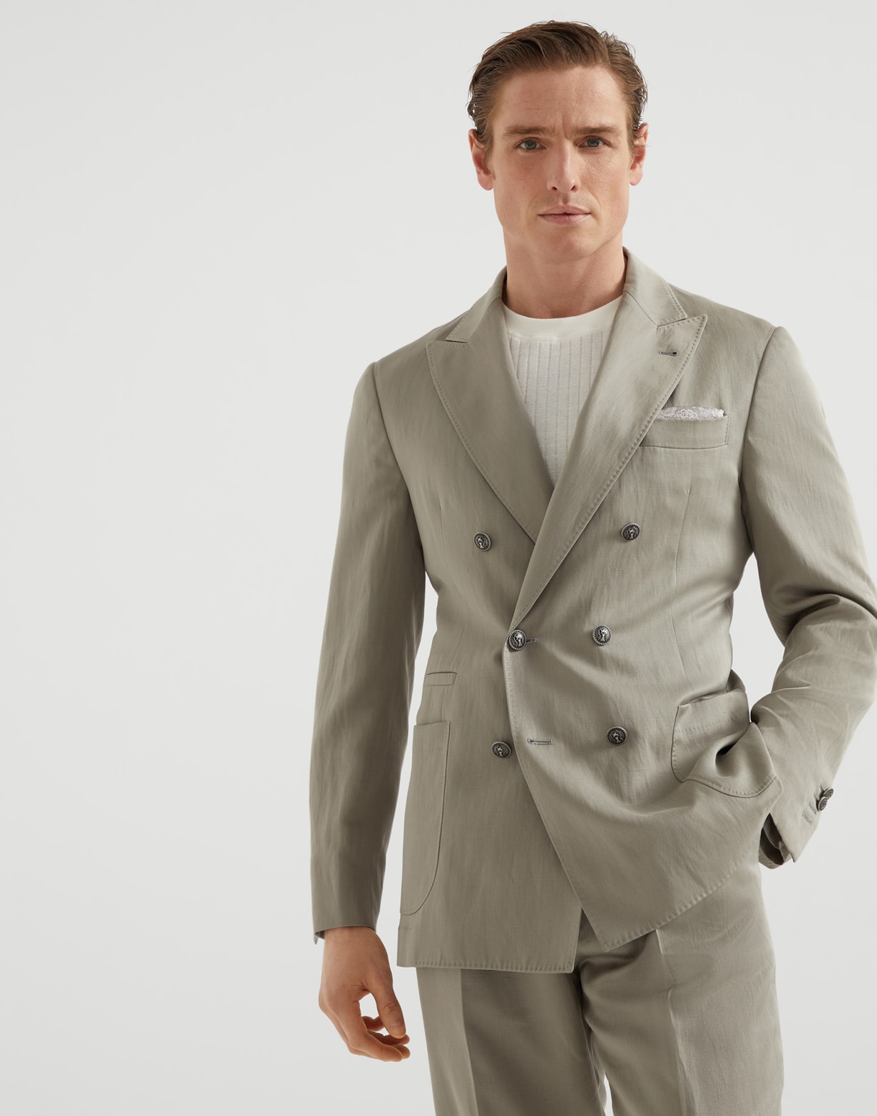 Uconstructed blazer Khaki Man - Brunello Cucinelli