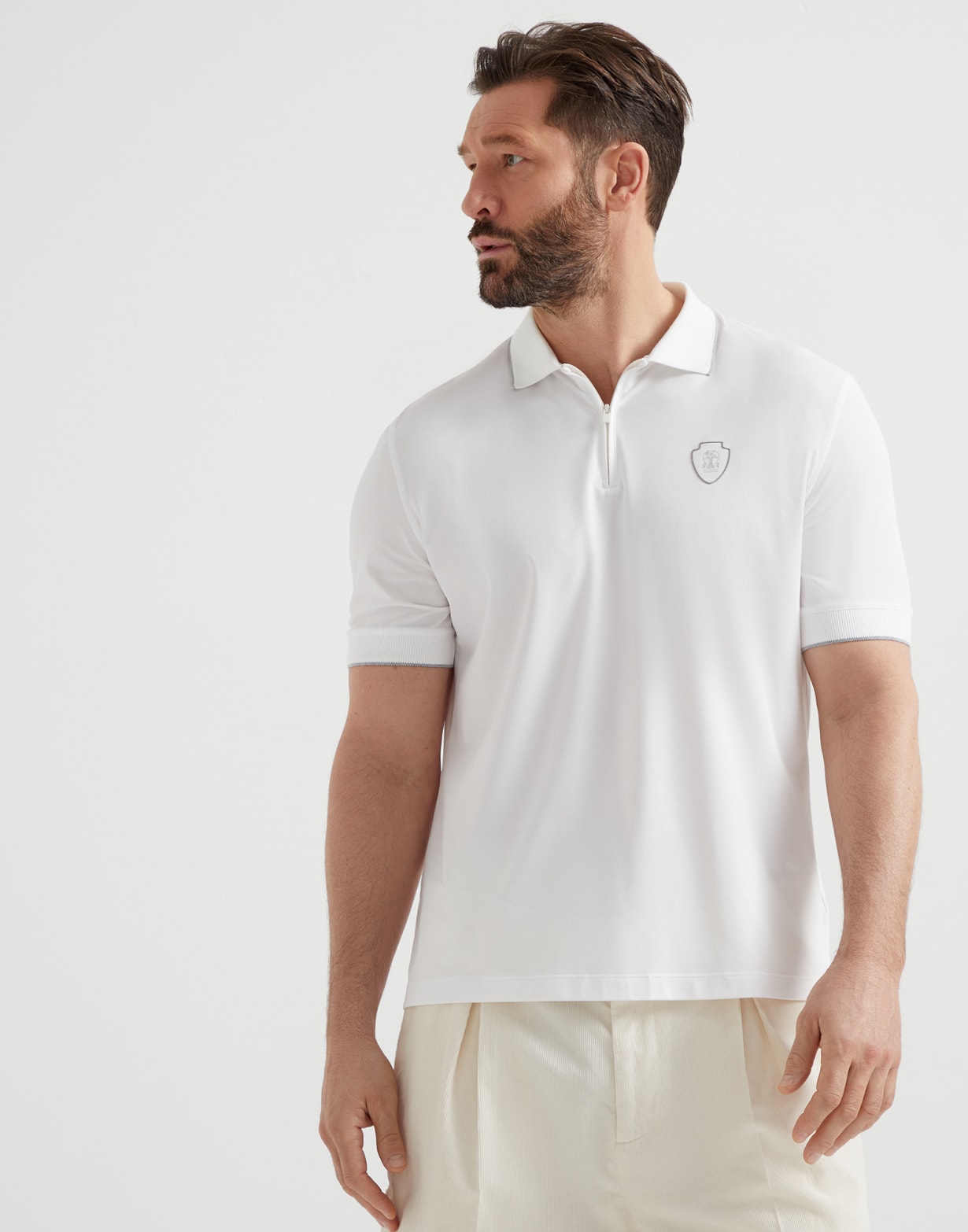 Piqué polo shirt White Man - Brunello Cucinelli