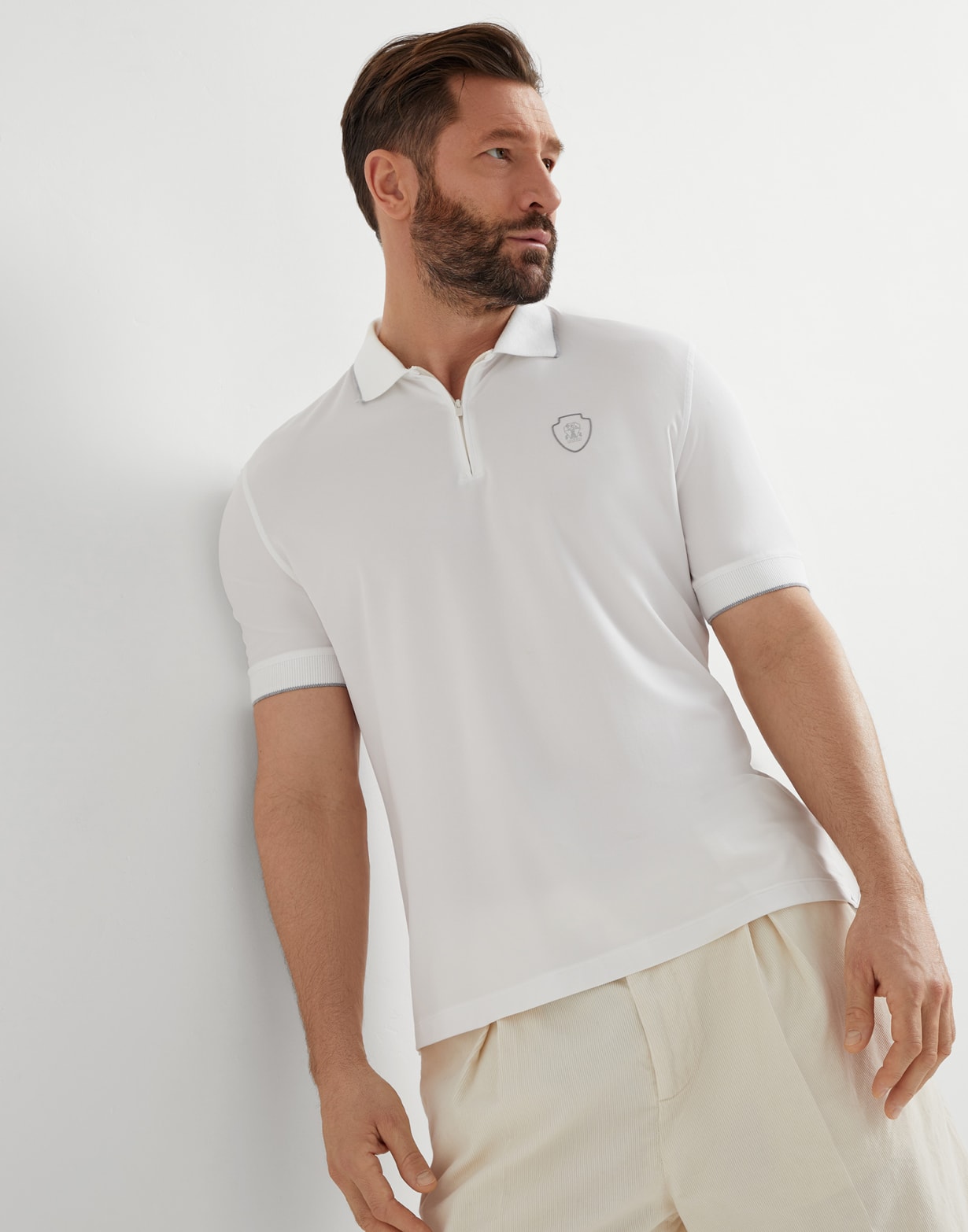 Piqué polo shirt White Man - Brunello Cucinelli