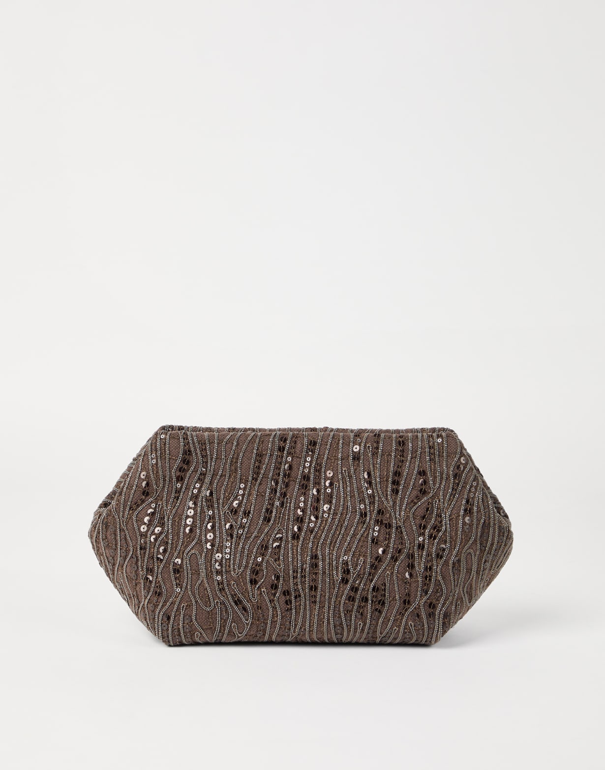 Bolso Pouch Abstract Embroidery Café Mujer - Brunello Cucinelli