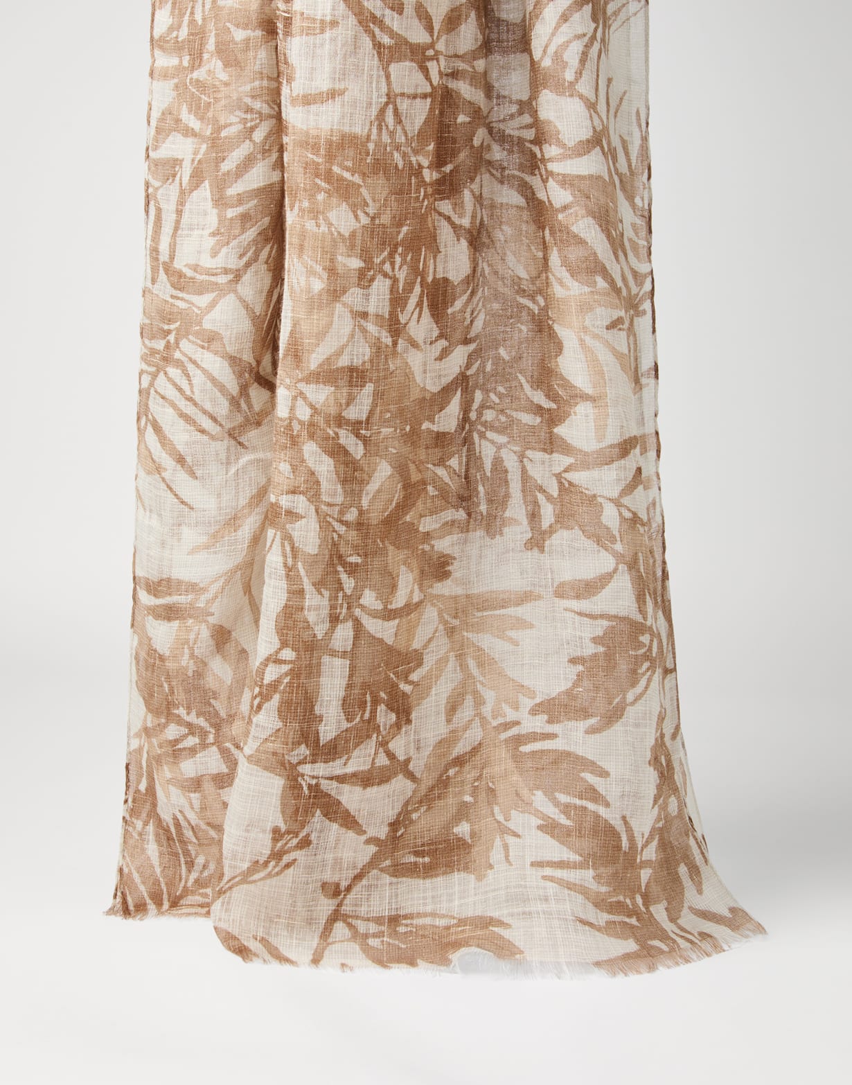 Herbarium Print scarf Brown Woman - Brunello Cucinelli