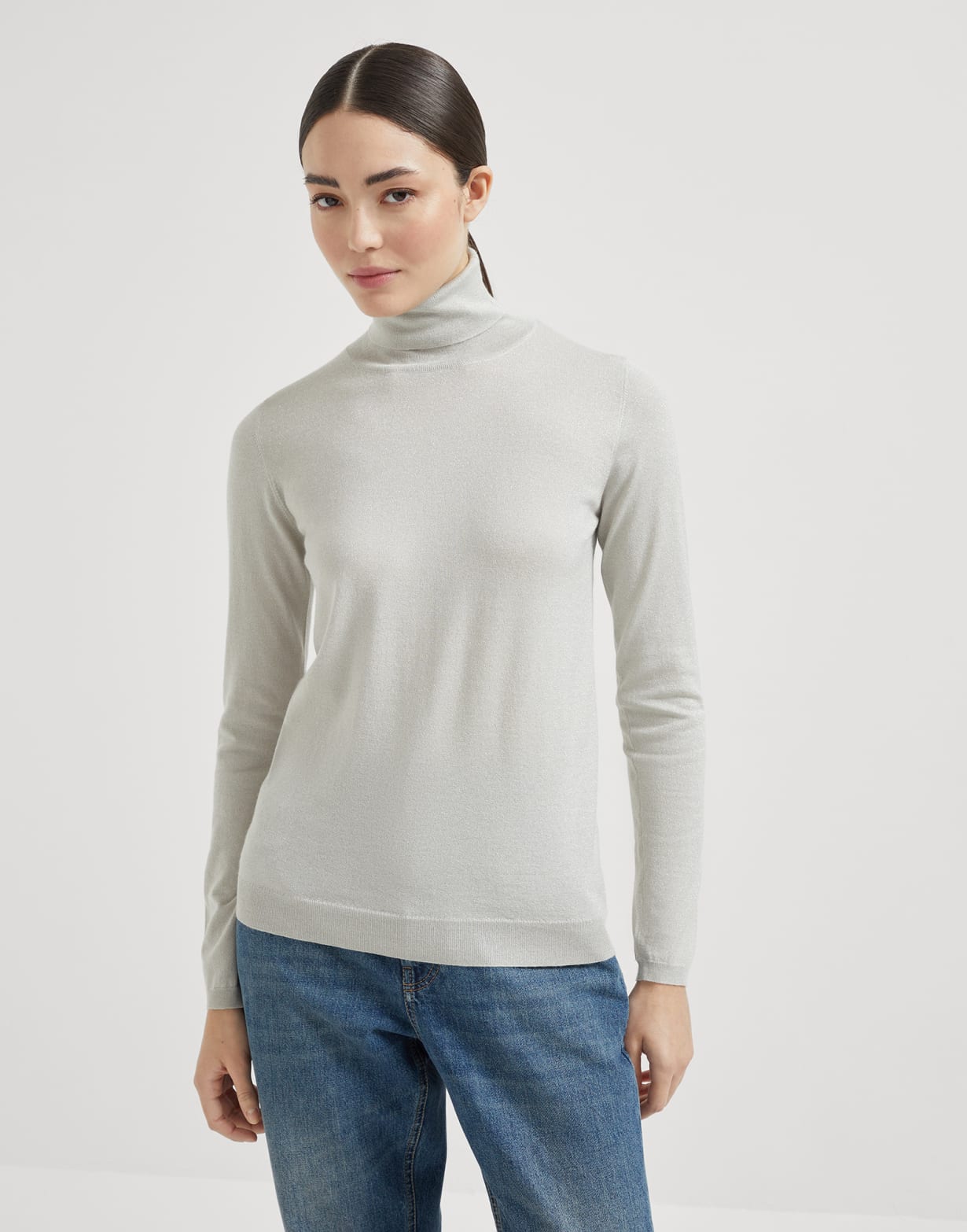 Lightweight sweater Pearl Grey Woman - Brunello Cucinelli