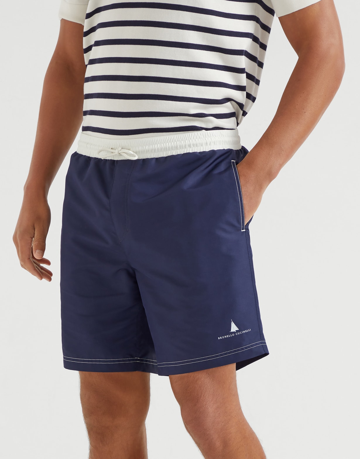 Swimsuit with print Navy Blue Man - Brunello Cucinelli