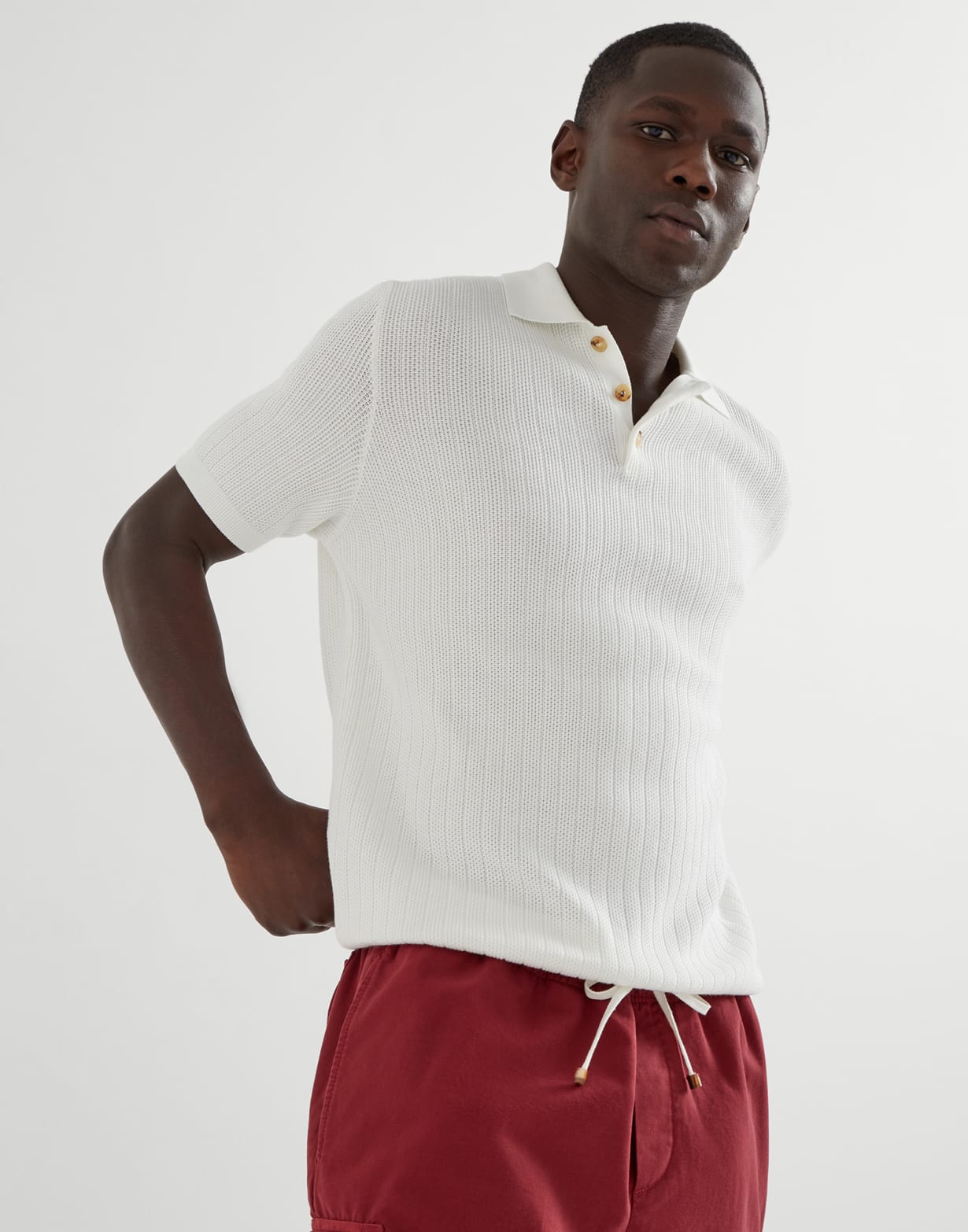 Polo à côtes larges Panama Homme - Brunello Cucinelli
